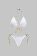 Kontrast Bağcıklı Sırtı Açık Bikini Takımı