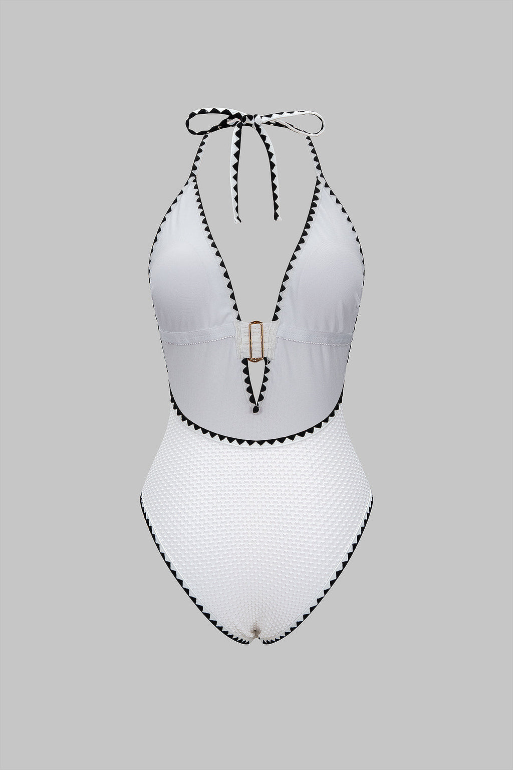 Ivory Chic Gold Detaylı Halter Yaka Mayo