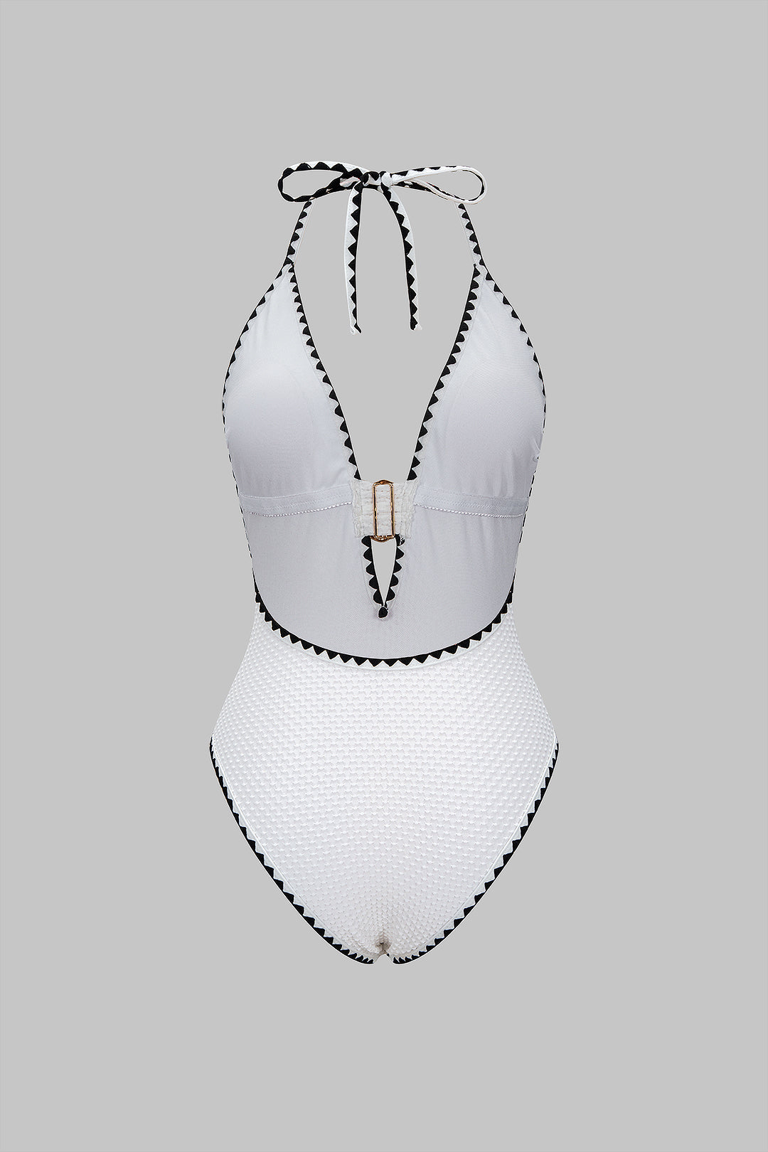 Ivory Chic Gold Detaylı Halter Yaka Mayo