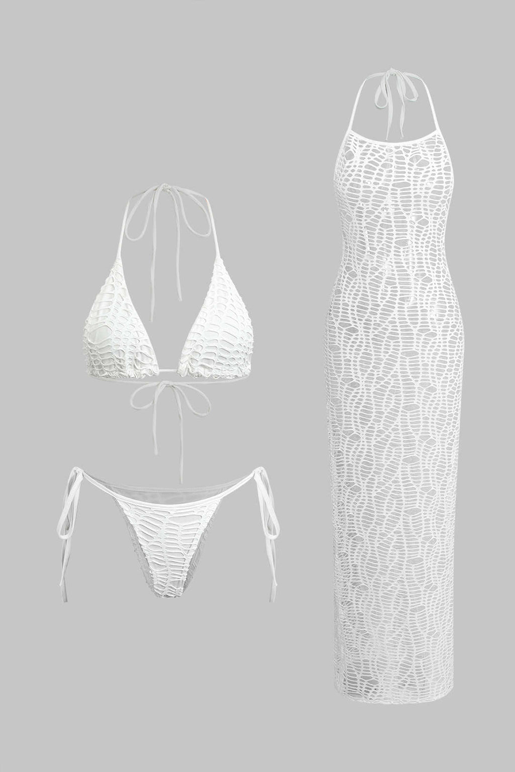 Halter Yaka Bikini ve Mayo Eteği Pareo Takımı