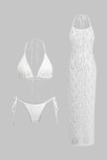 Halter Yaka Bikini ve Mayo Eteği Pareo Takımı