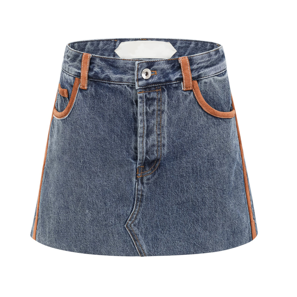 Blanche Blok Renkli Denim Etek
