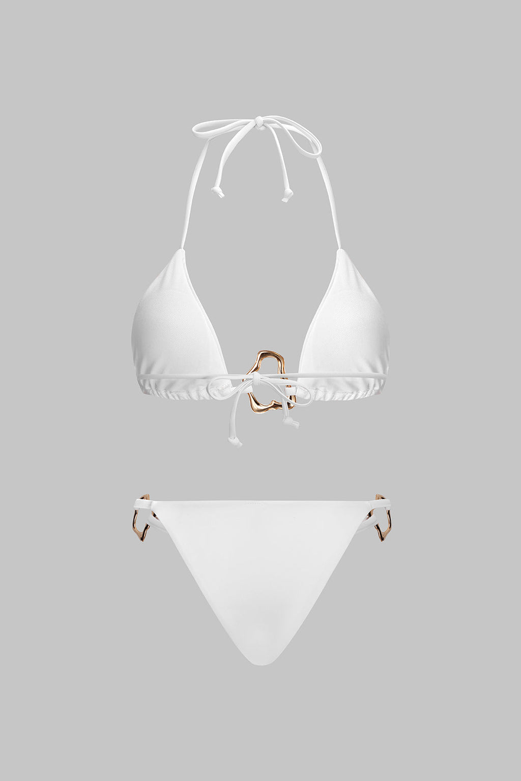 Metalik Dekorlu Büzgülü Bağlamalı Bikini Takımı