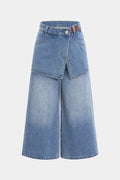 Denim Patchwork Yarım Şort