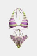 Renk Bloklu Bağcıklı Bikini Takımı