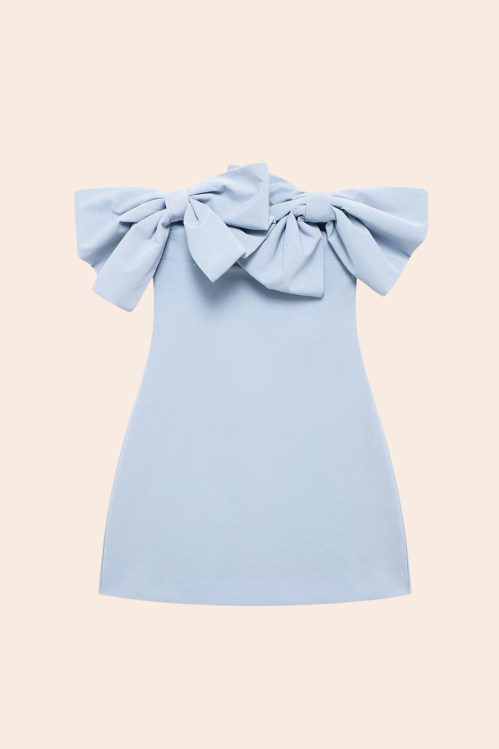 Straplez Fiyonklu Mini Elbise