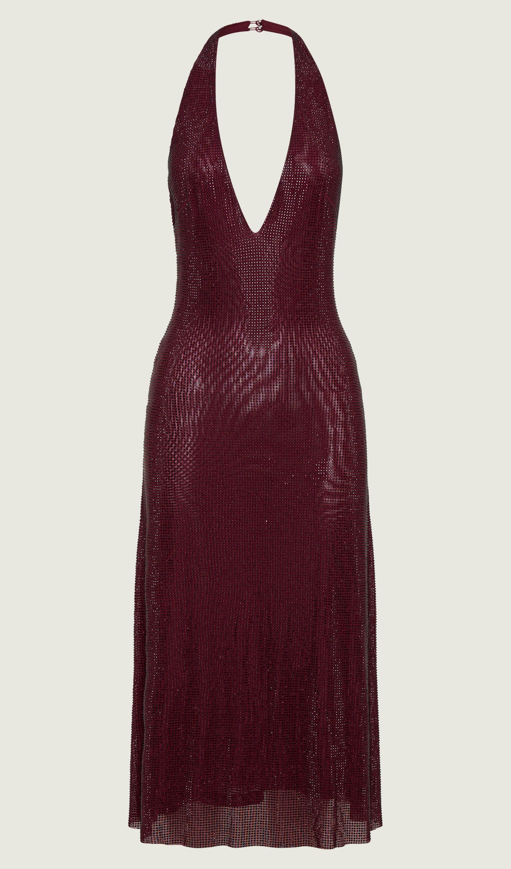 Diamante Halter Midi Elbise - Maun