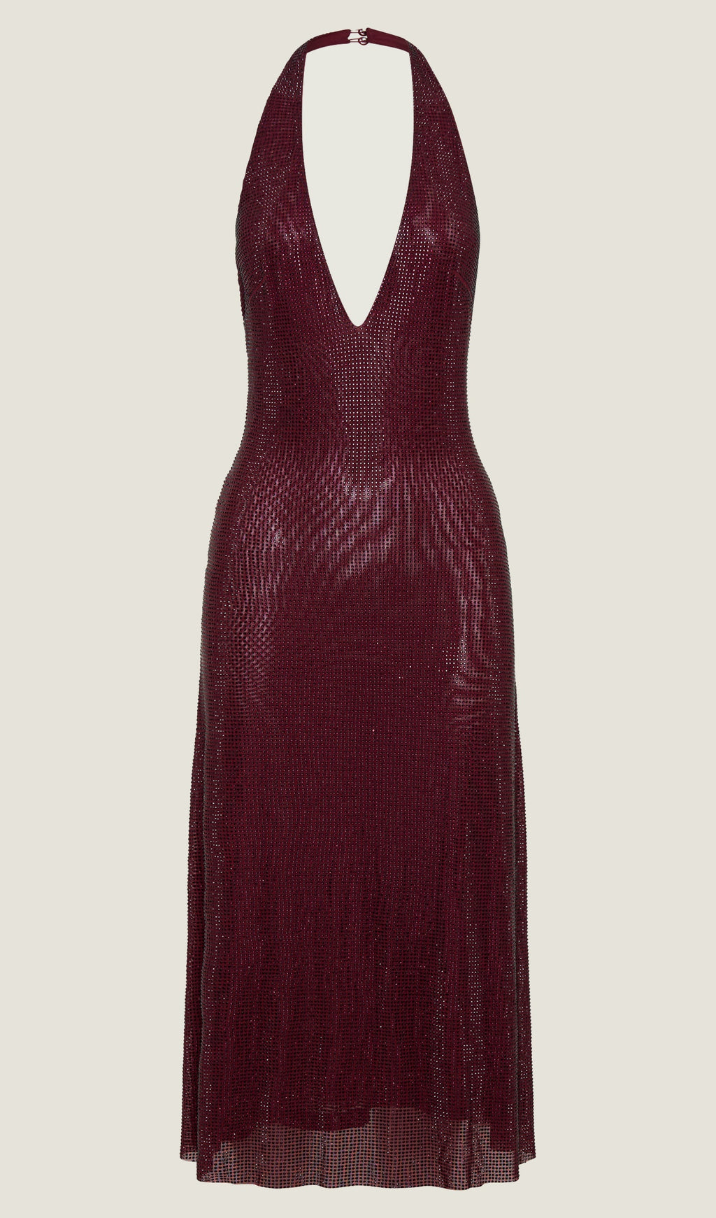 Diamante Halter Midi Elbise - Maun