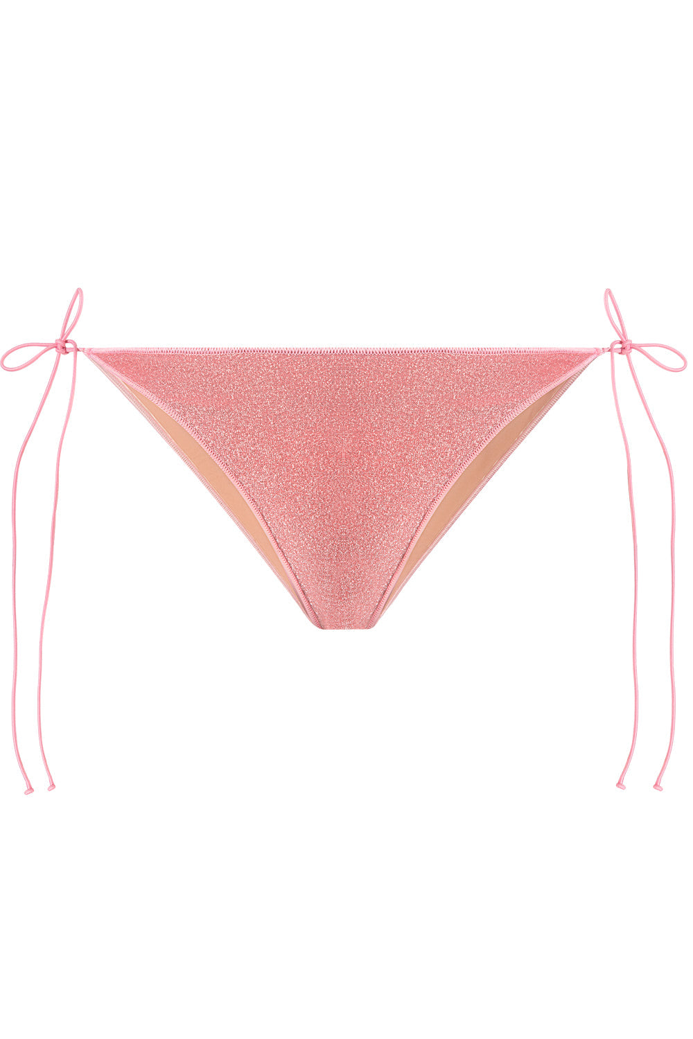 Tina Yandan Bağlamalı Simli Bikini Altı Pembe