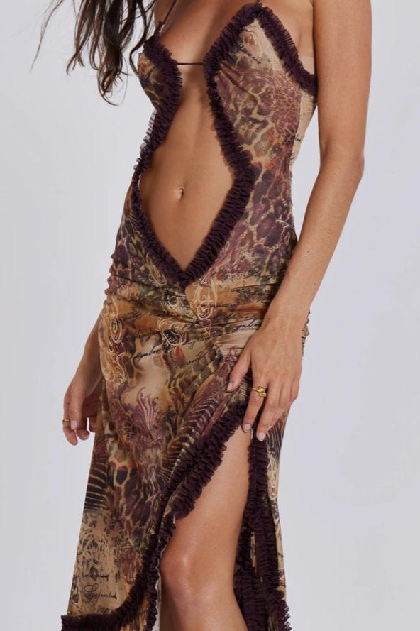 Alondra Cutout Transparan Elbise