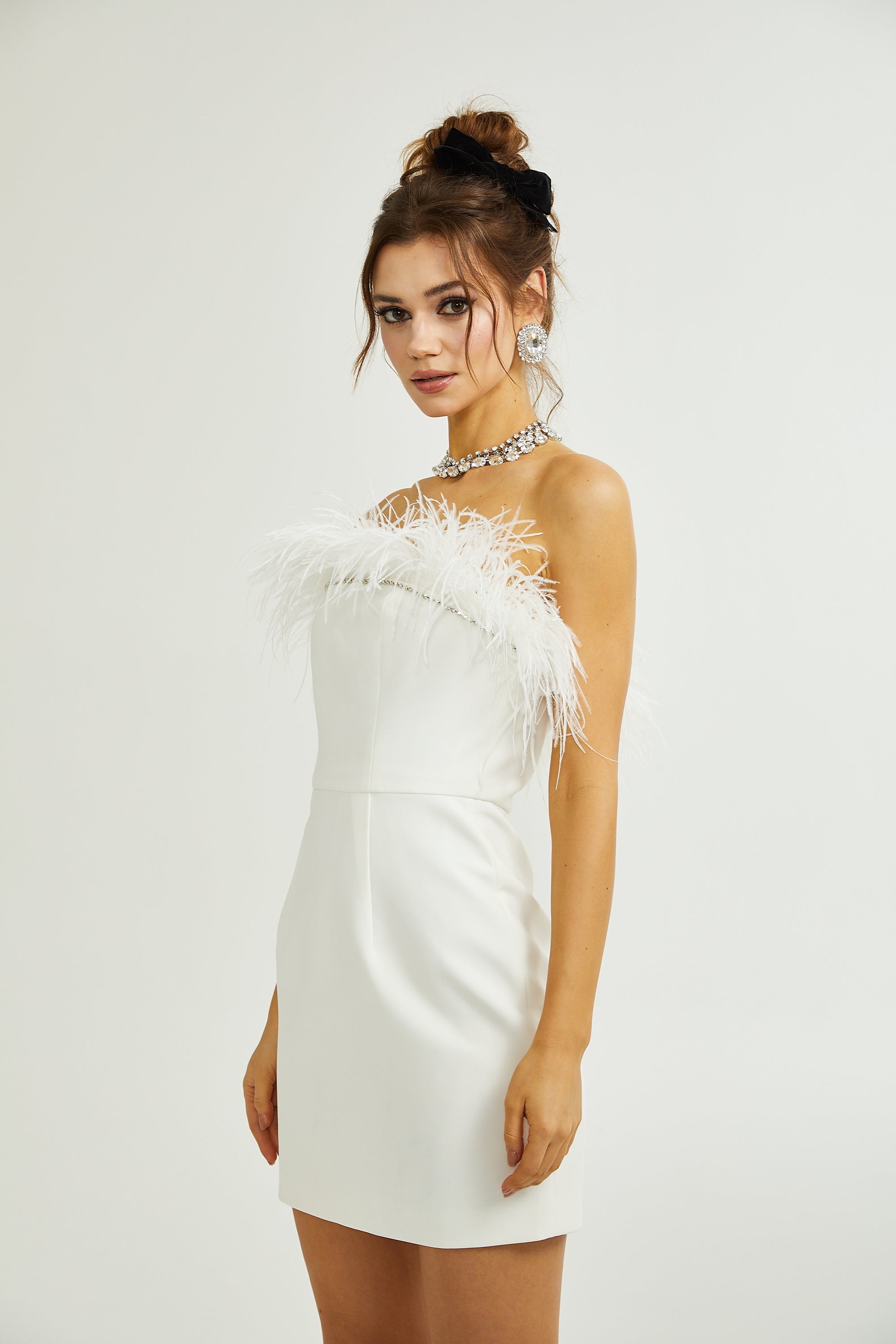 Aria tüy mini elbise