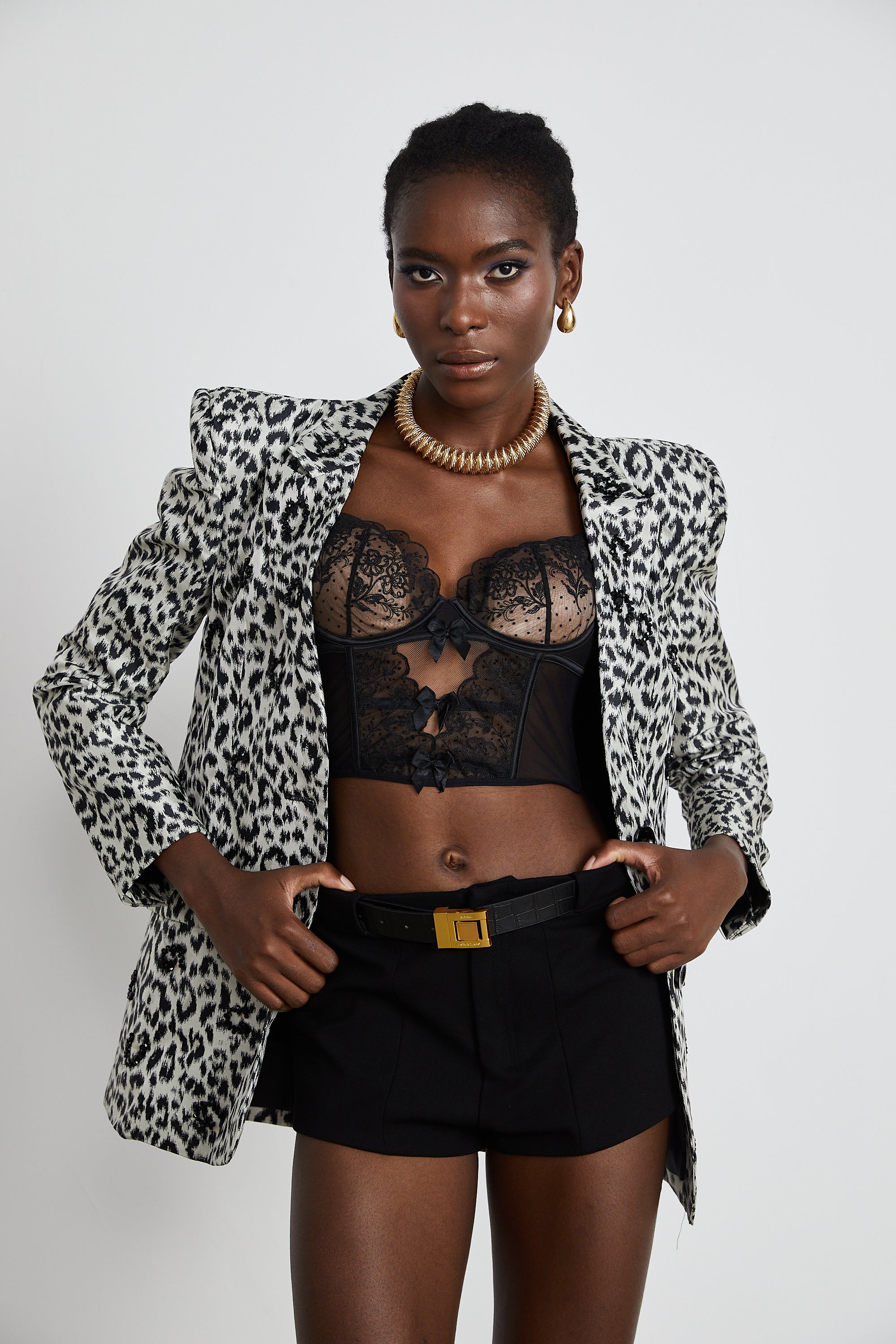Fleur leopar ceket