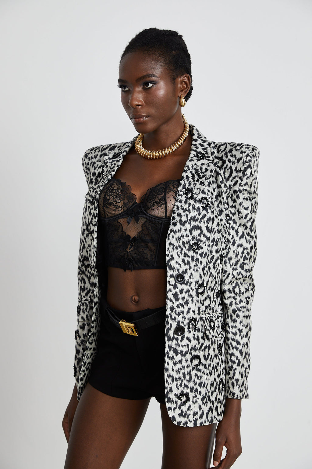 Fleur leopar ceket
