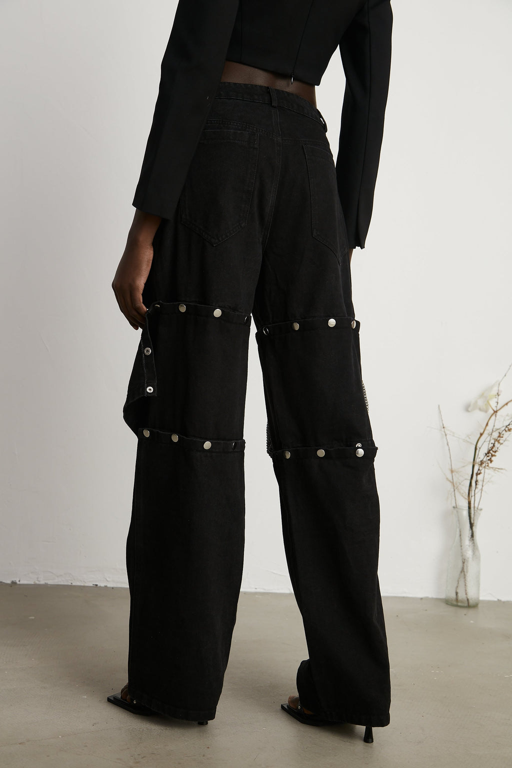 Janelle Düğmeli Düz Paça Jean Pantolon