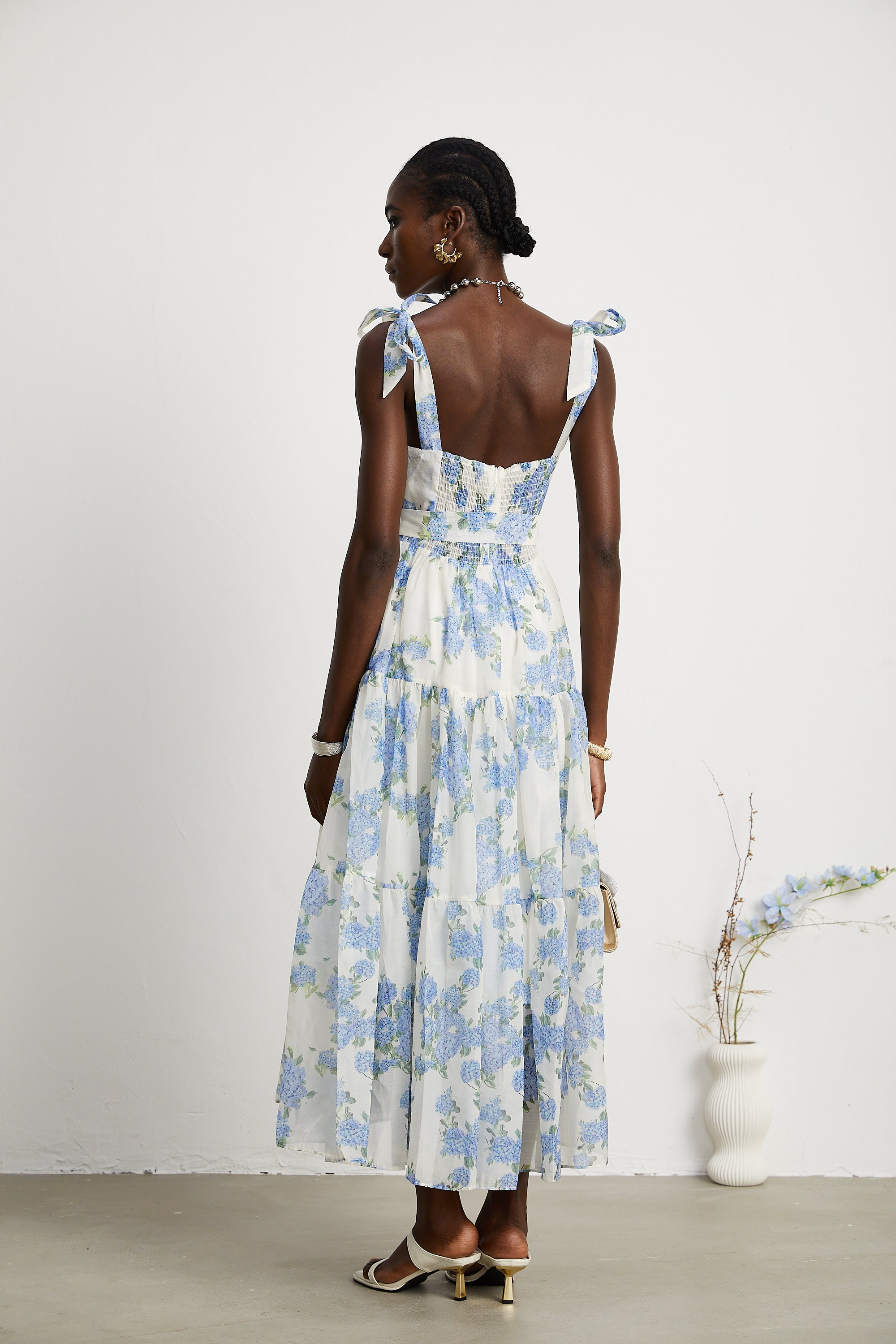 Sylvie desenli midi elbise