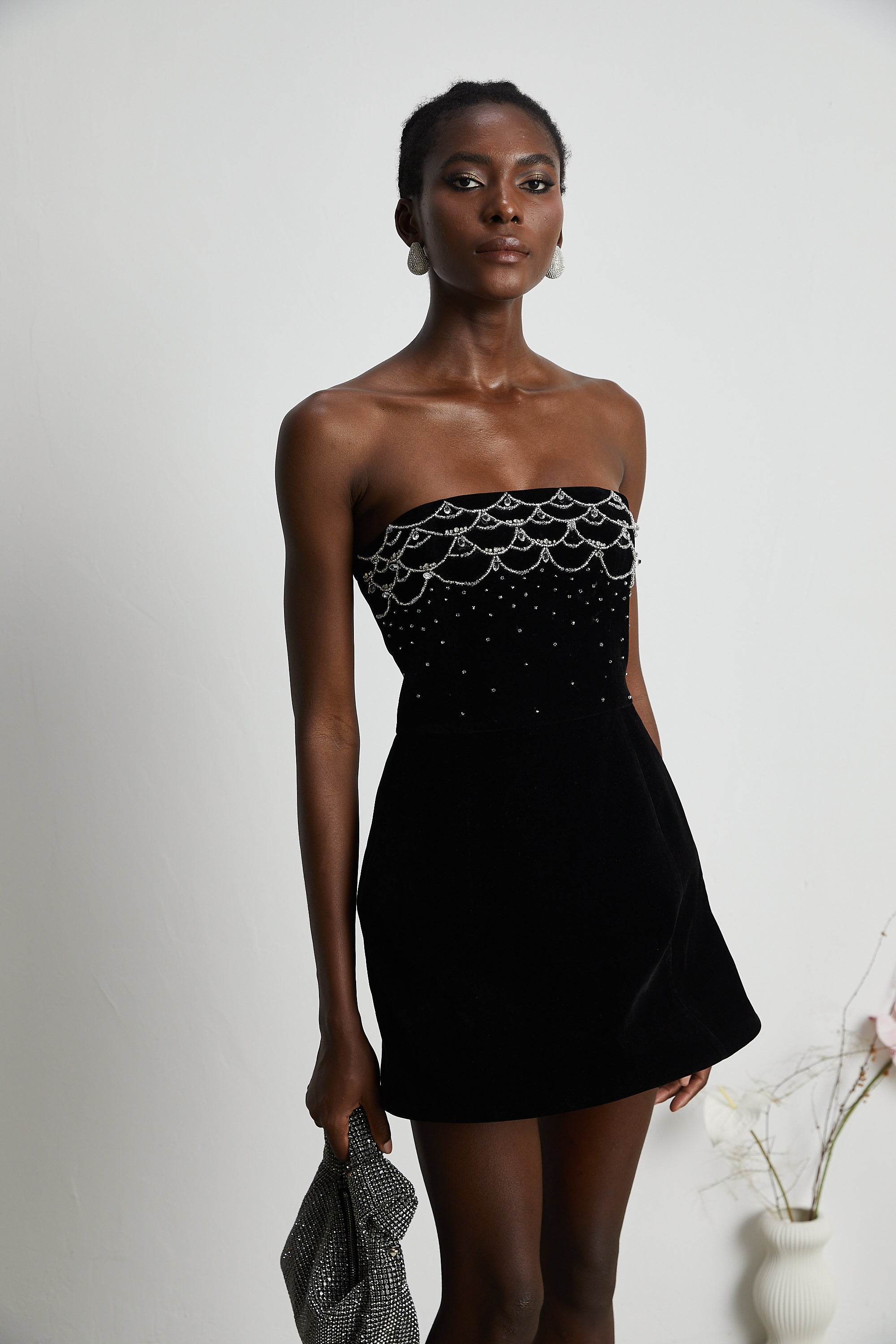 Sandrine kadife mini elbise