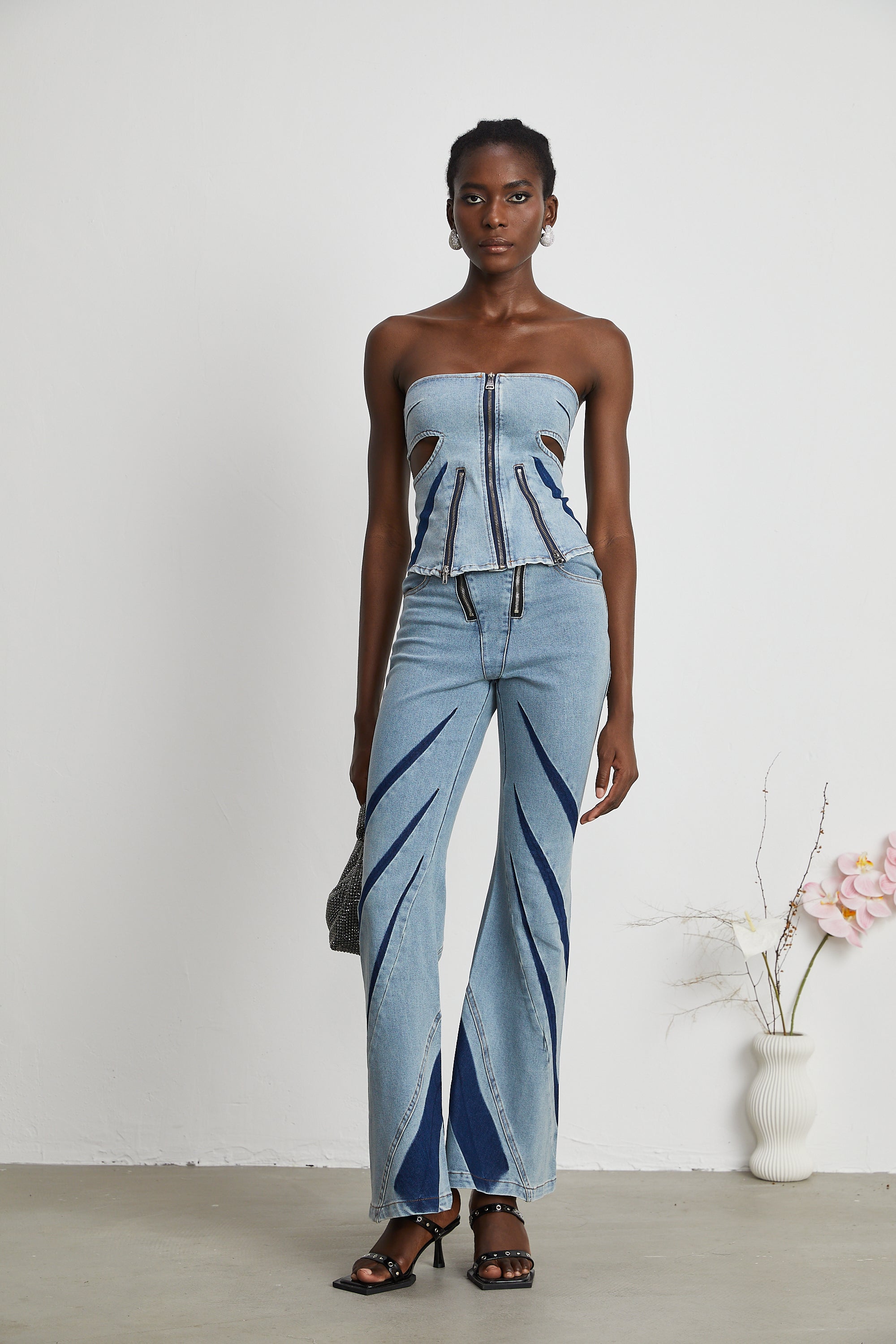 Inès Bloklu Denim Üst Ve Kot Pantolon Eşleştirme Seti