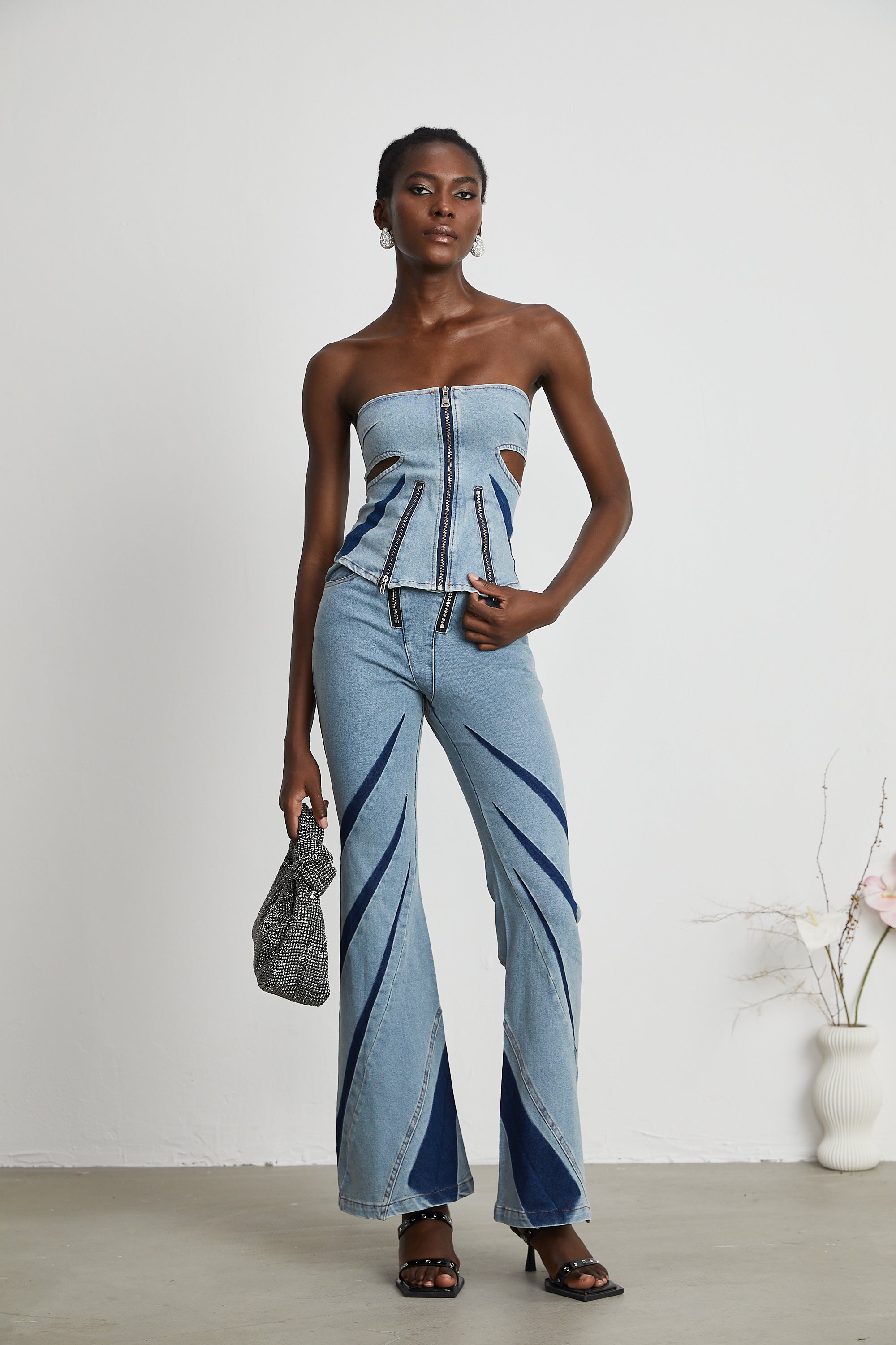 Inès Bloklu Denim Üst Ve Kot Pantolon Eşleştirme Seti