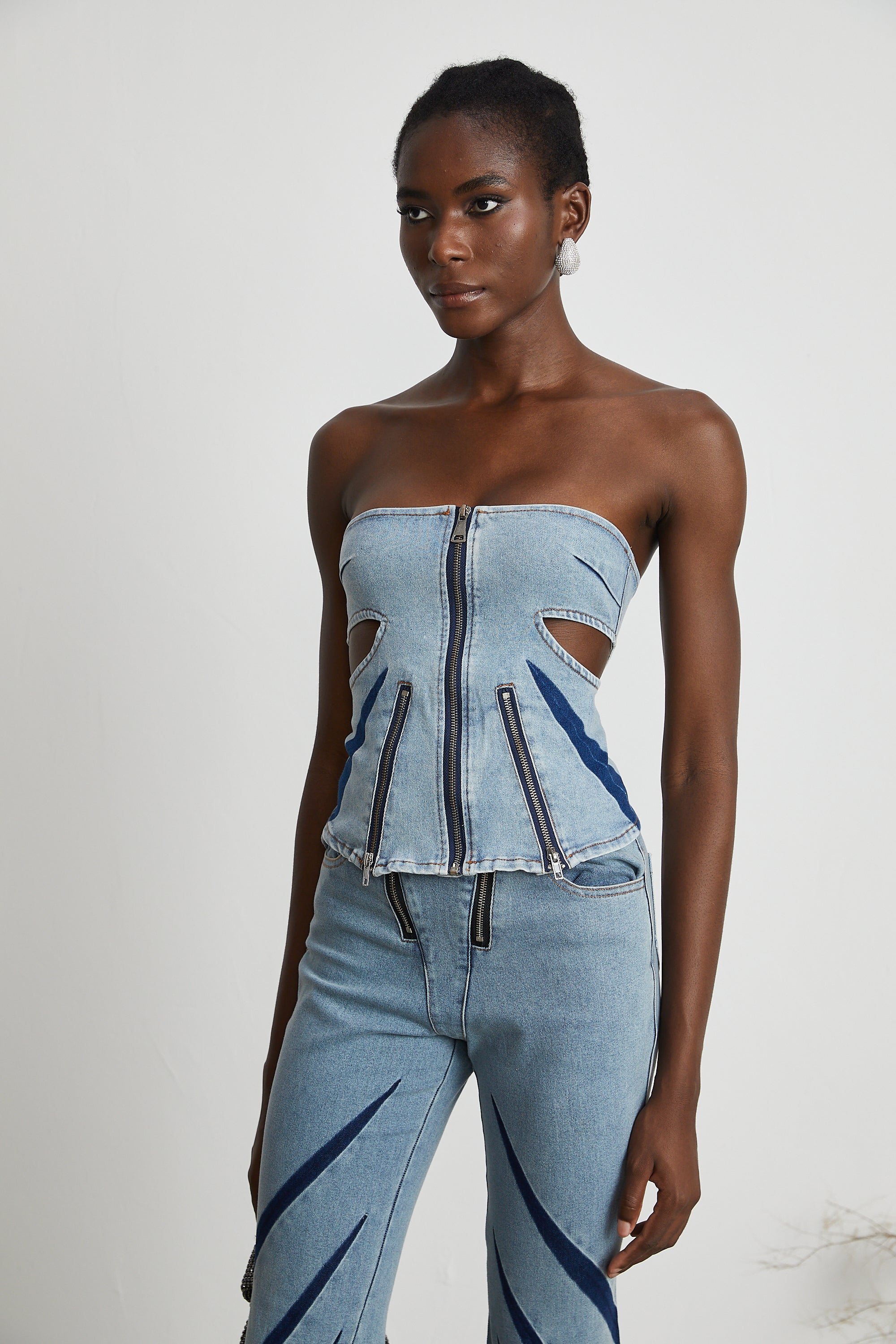 Inès Bloklu Denim Üst Ve Kot Pantolon Eşleştirme Seti
