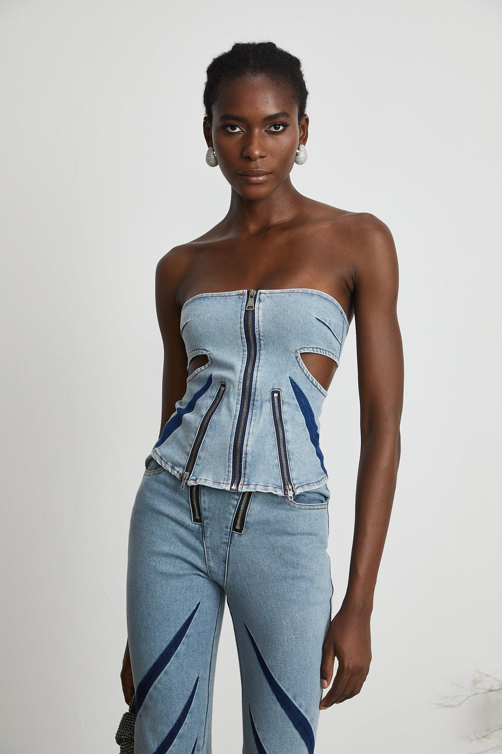 Inès Bloklu Denim Üst Ve Kot Pantolon Eşleştirme Seti