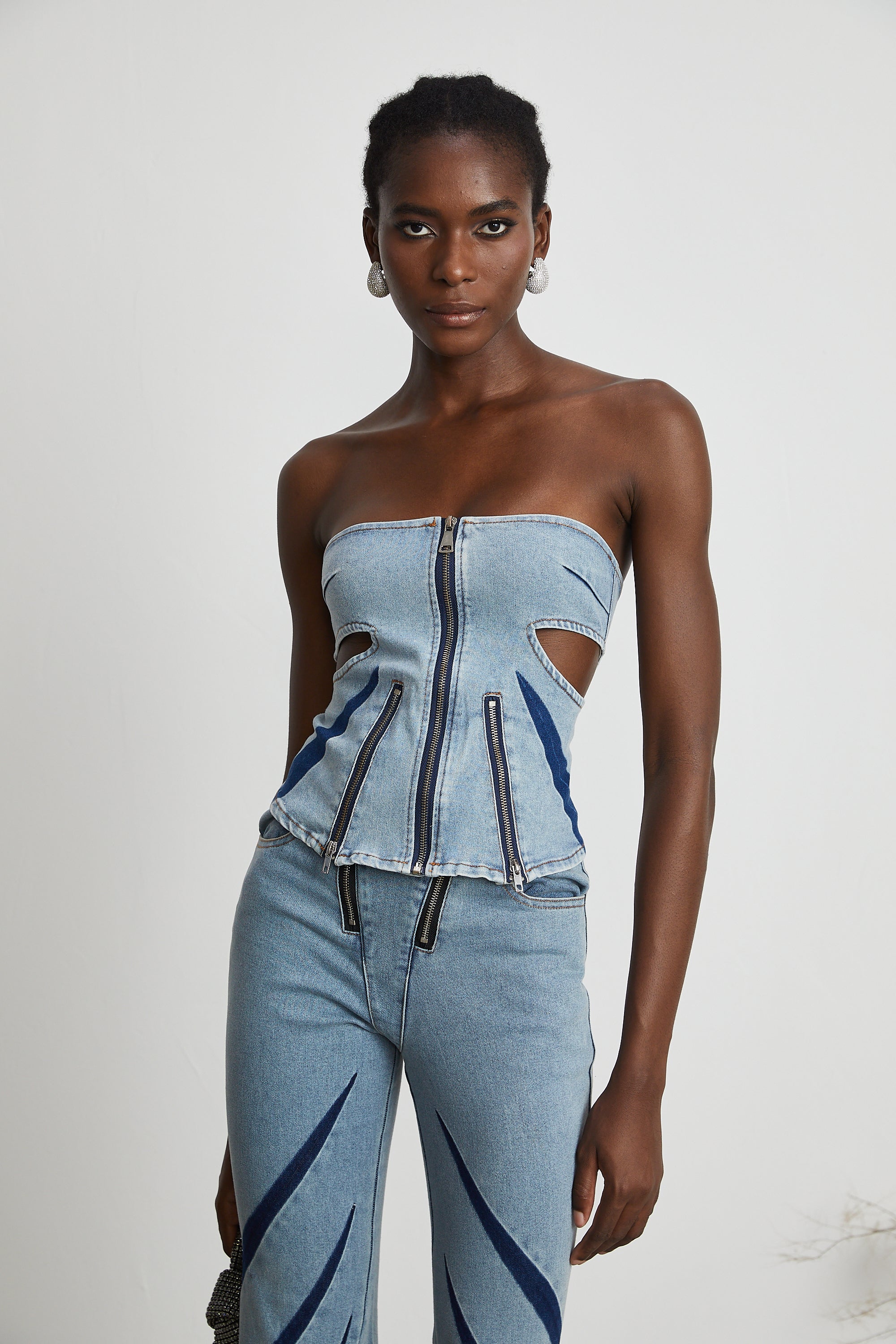 Inès Bloklu Denim Üst Ve Kot Pantolon Eşleştirme Seti