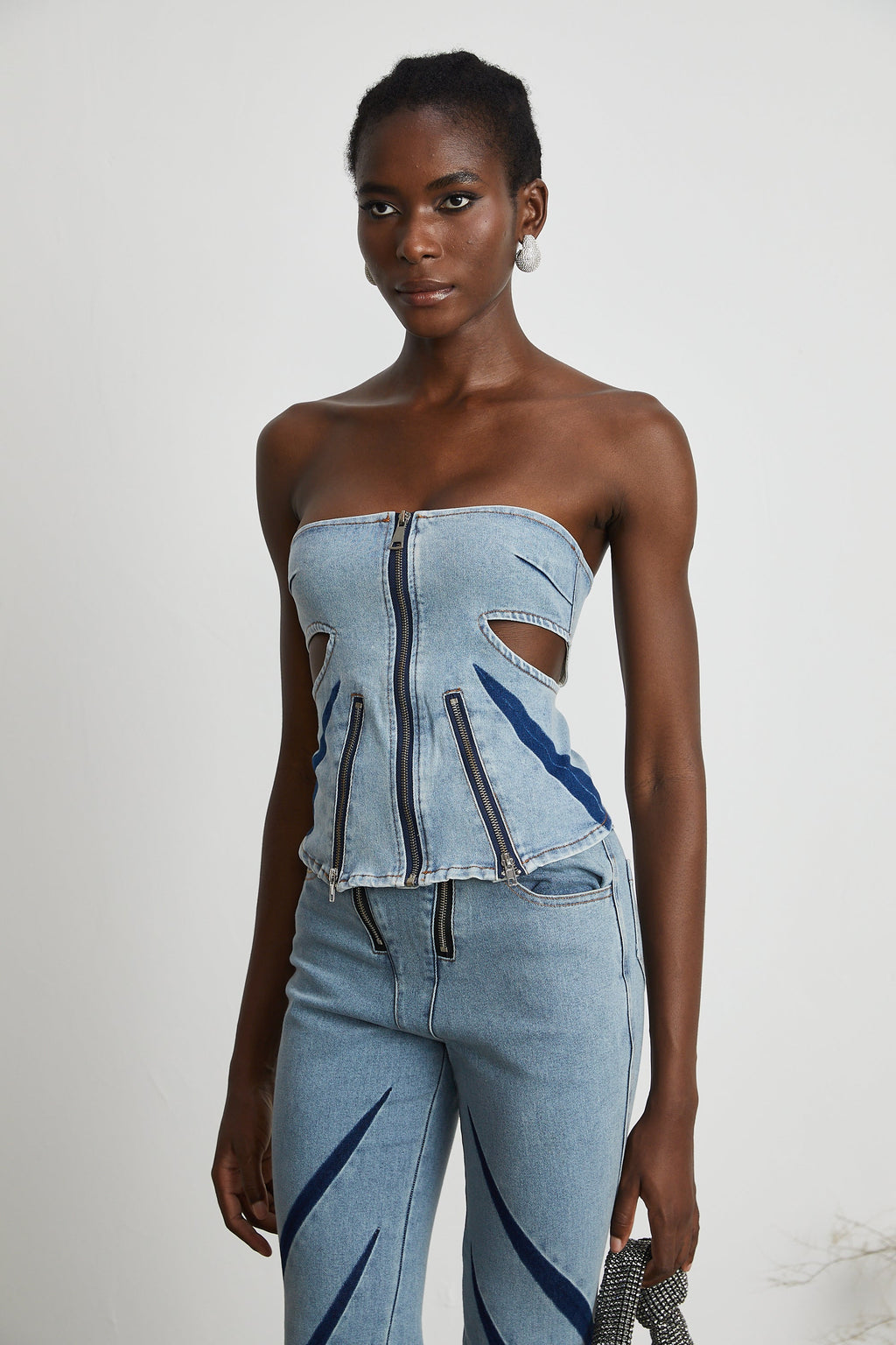 Inès Bloklu Denim Üst Ve Kot Pantolon Eşleştirme Seti