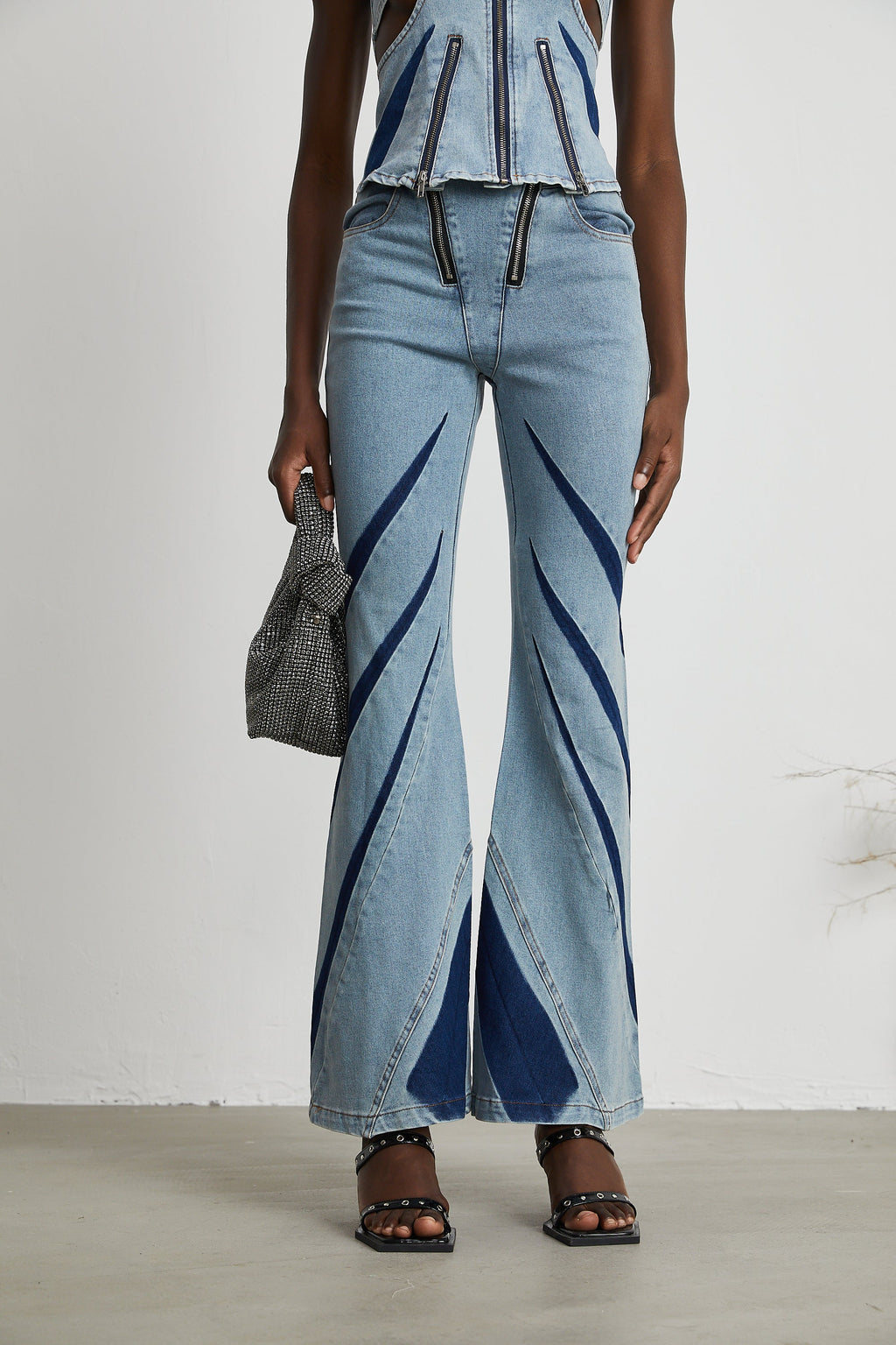 Inès Bloklu Denim Üst Ve Kot Pantolon Eşleştirme Seti