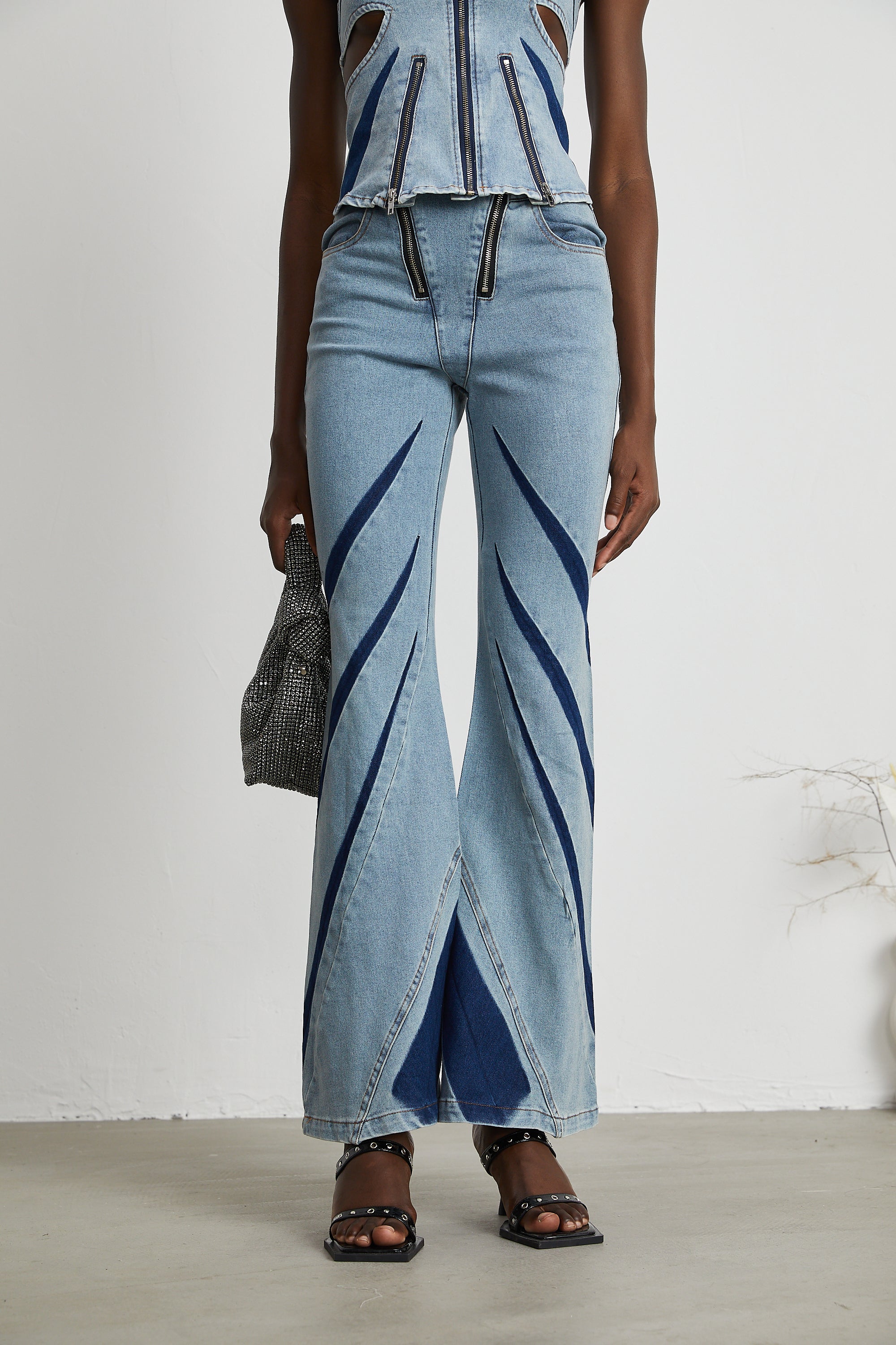 Inès Bloklu Denim Üst Ve Kot Pantolon Eşleştirme Seti
