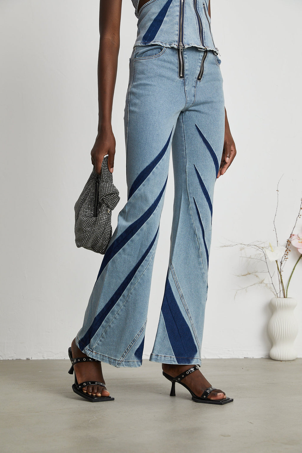 Inès Bloklu Denim Üst Ve Kot Pantolon Eşleştirme Seti