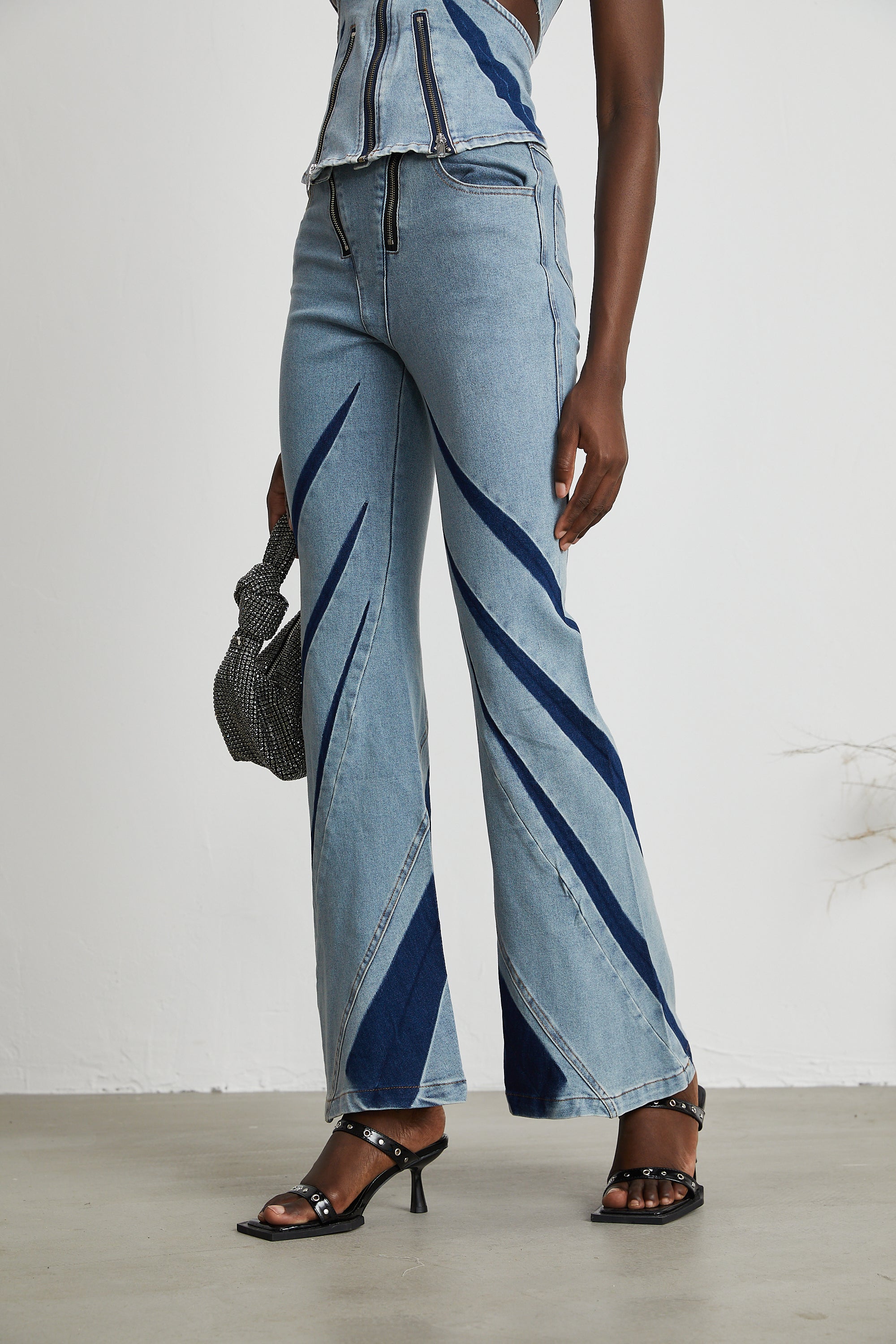 Inès Bloklu Denim Üst Ve Kot Pantolon Eşleştirme Seti