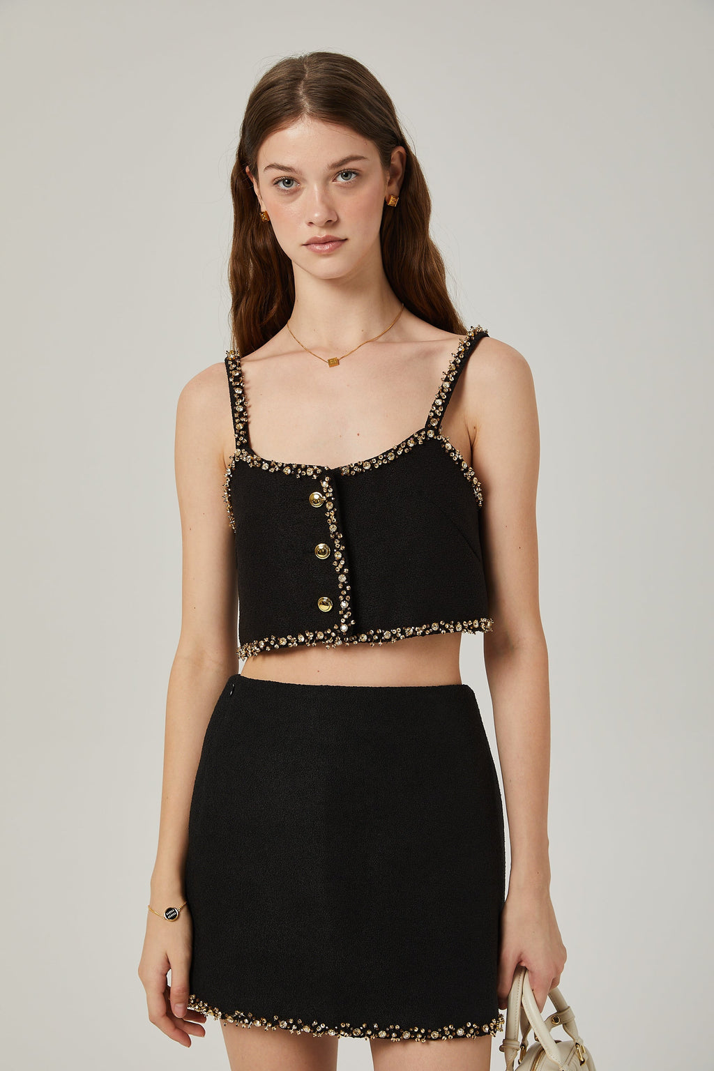 Rosalie Kristal İşlemeli Üst Ve Etek Uyumlu Takım