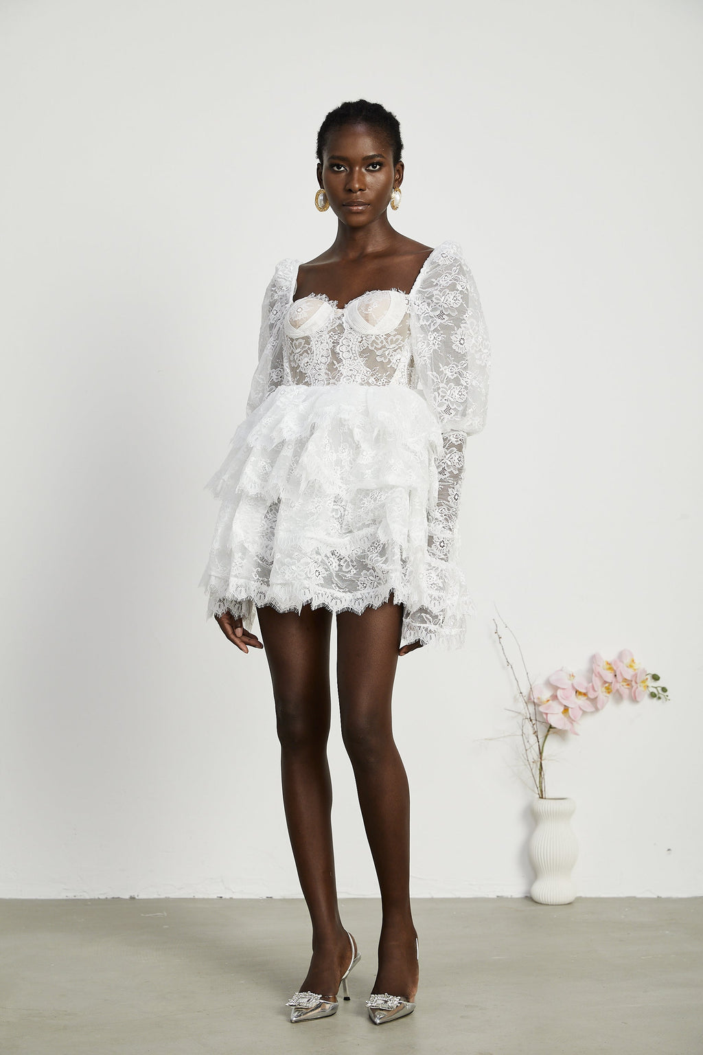 Nadine dantel mini elbise