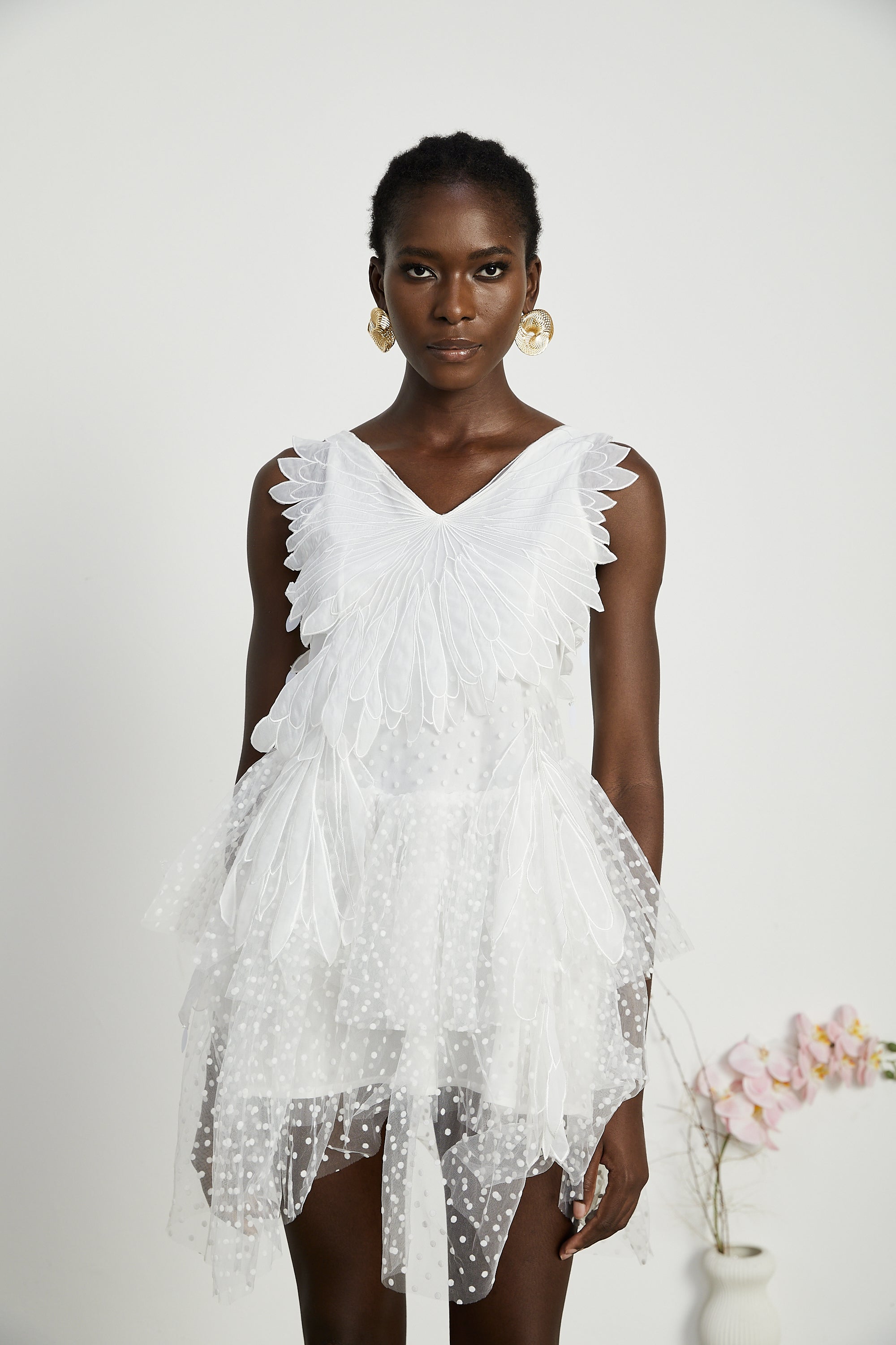 Françoise tüy mini elbise