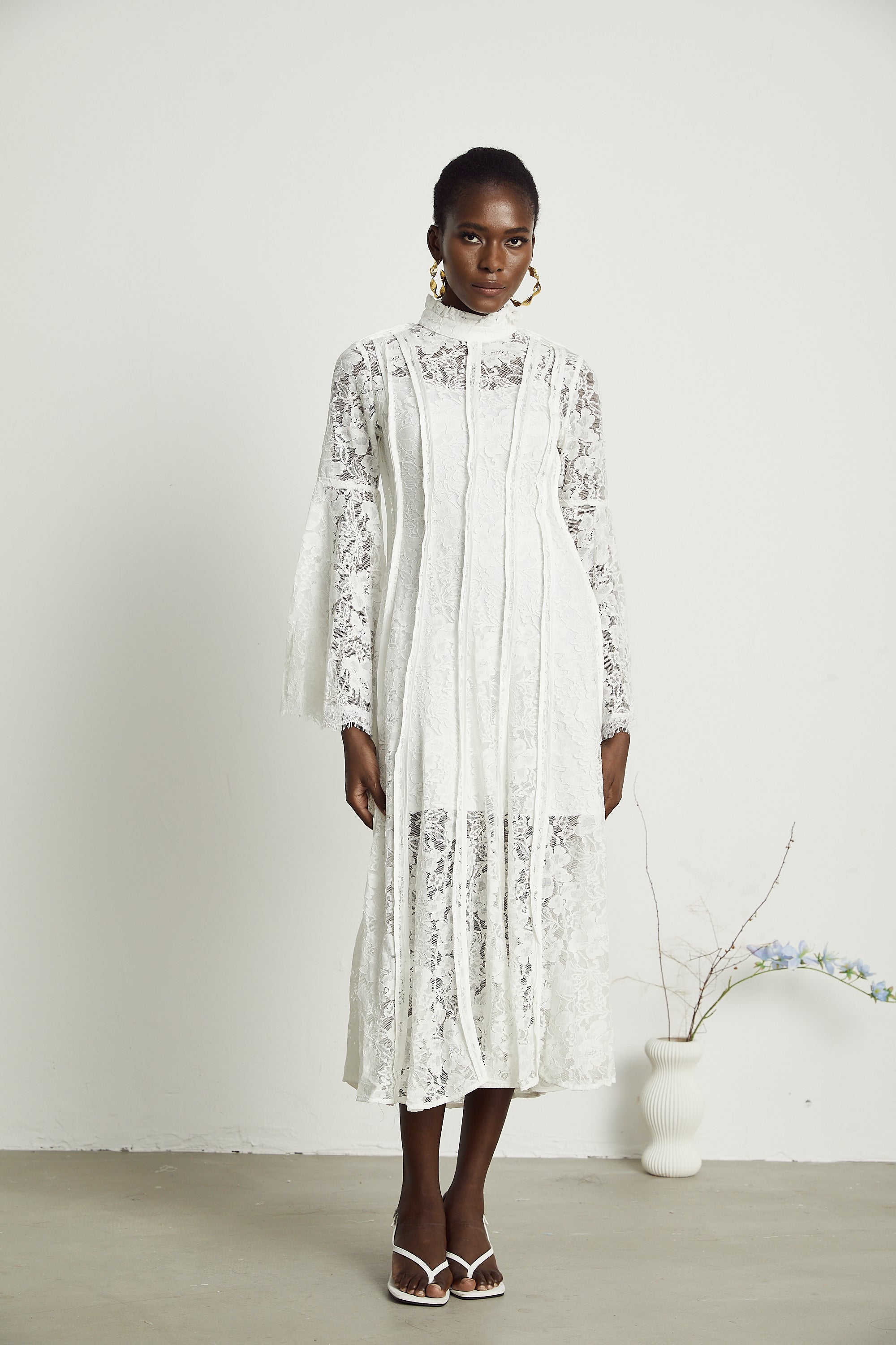 Céline dantel maksi elbise