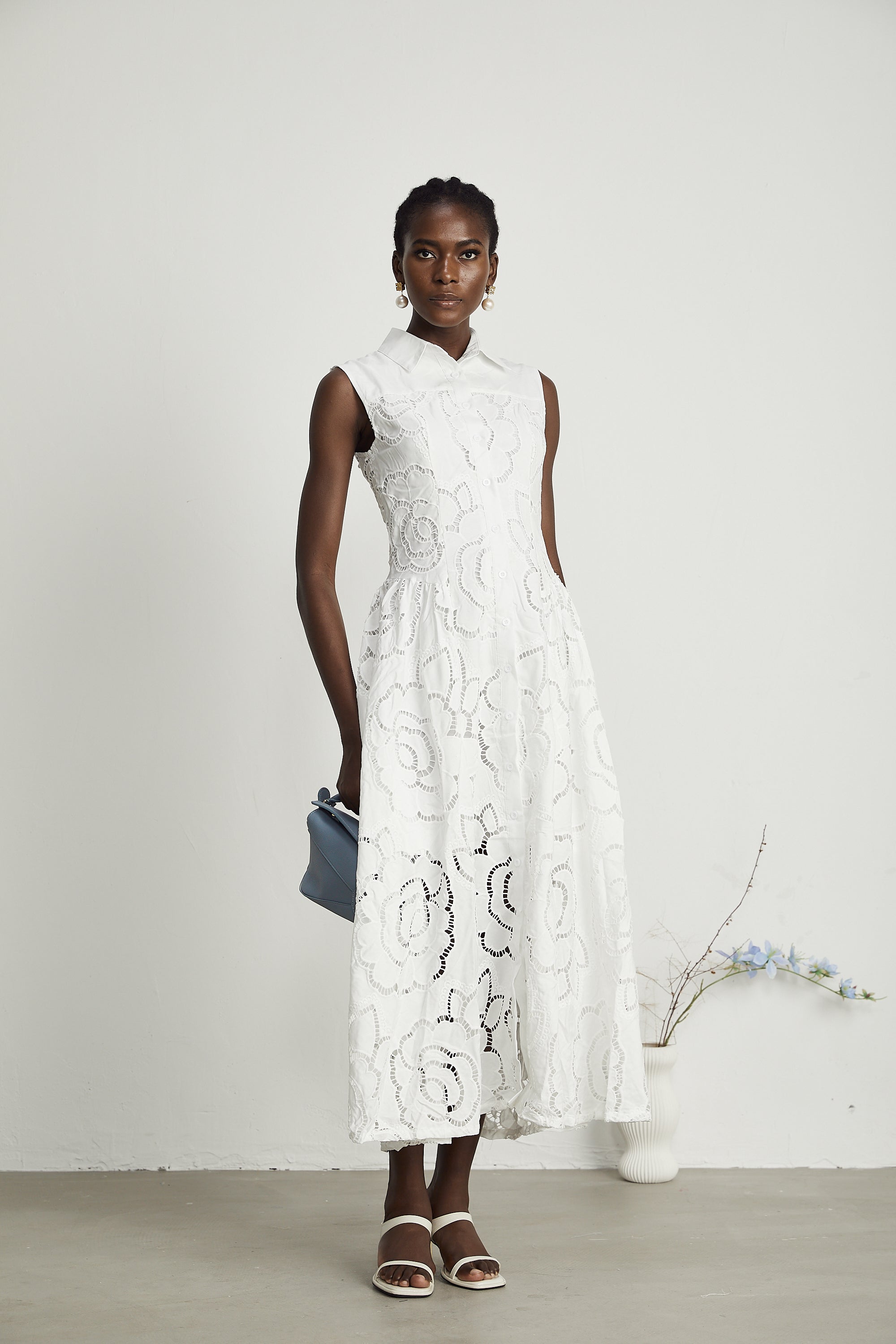 Titania broderie midi elbise