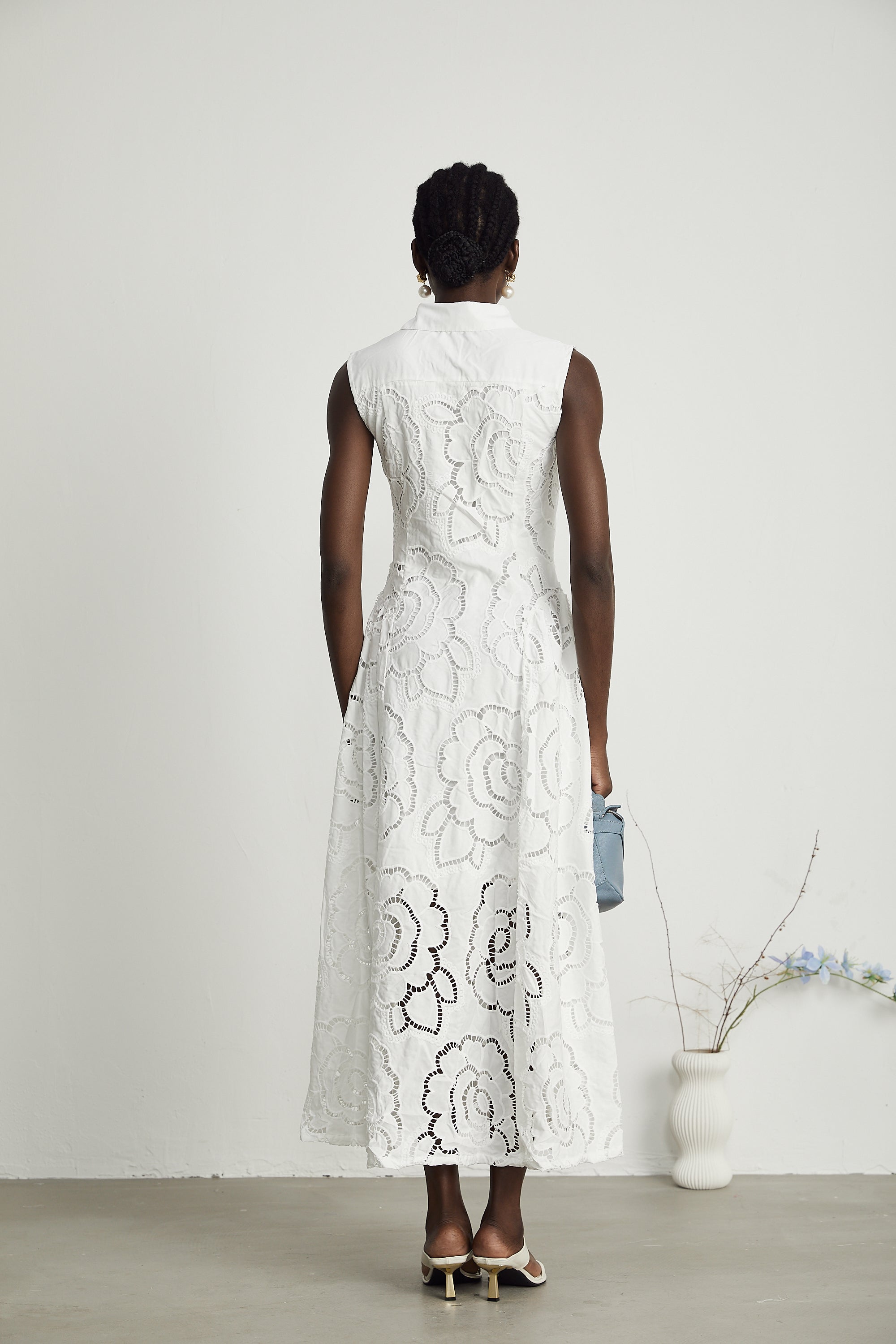 Titania broderie midi elbise