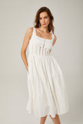 Jeanne Beyaz Dantelli Midi Elbise