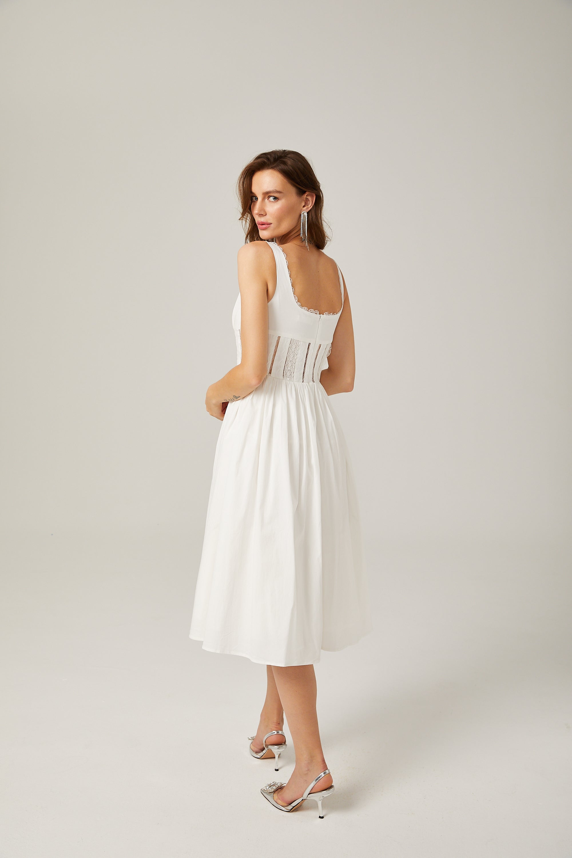Jeanne dantel midi elbise