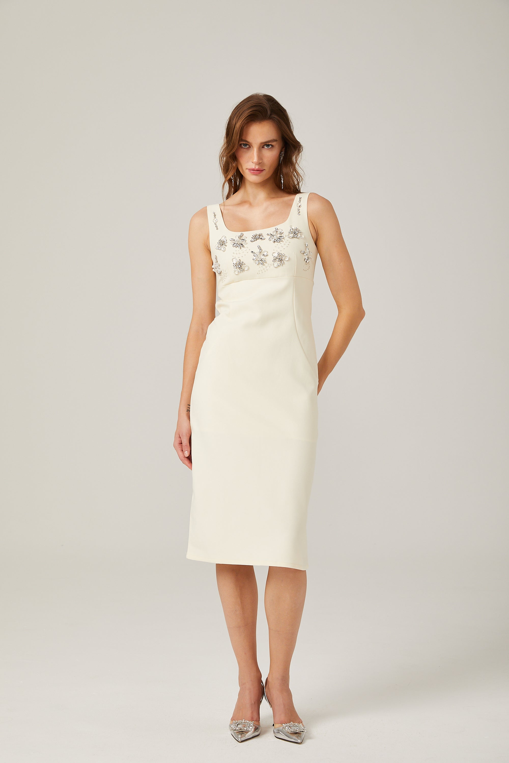 Kamelie midi elbise