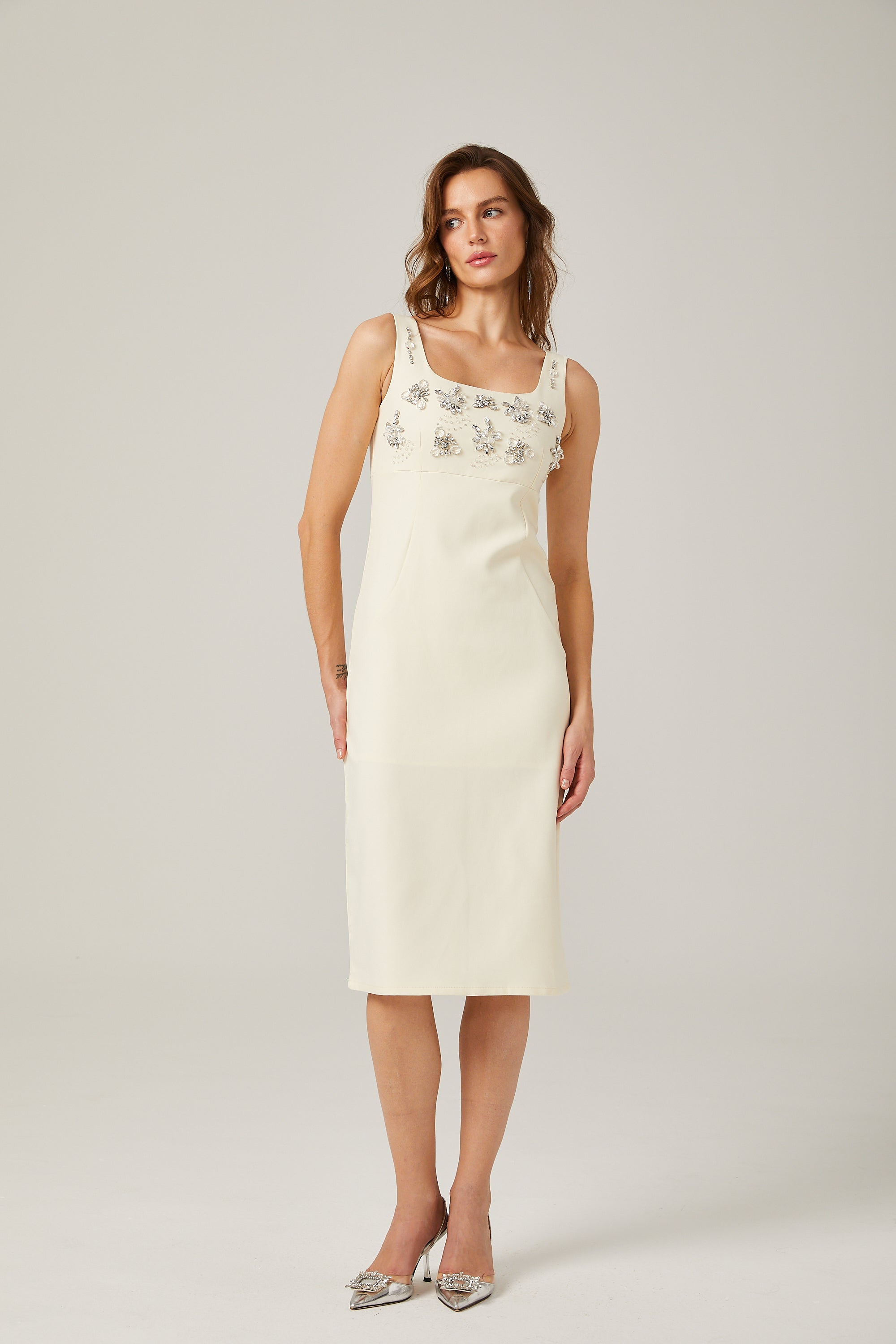 Kamelie midi elbise