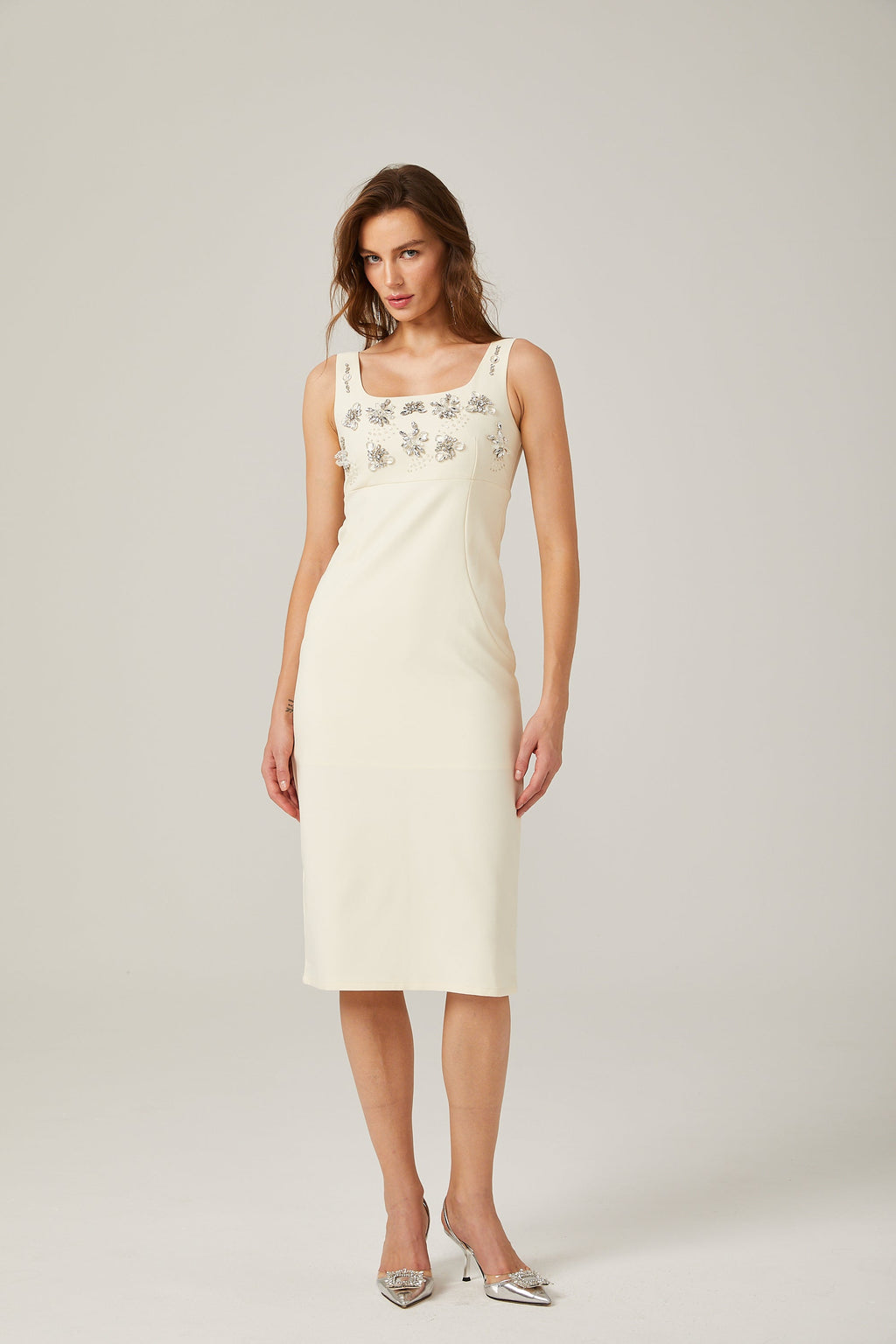 Kamelie midi elbise