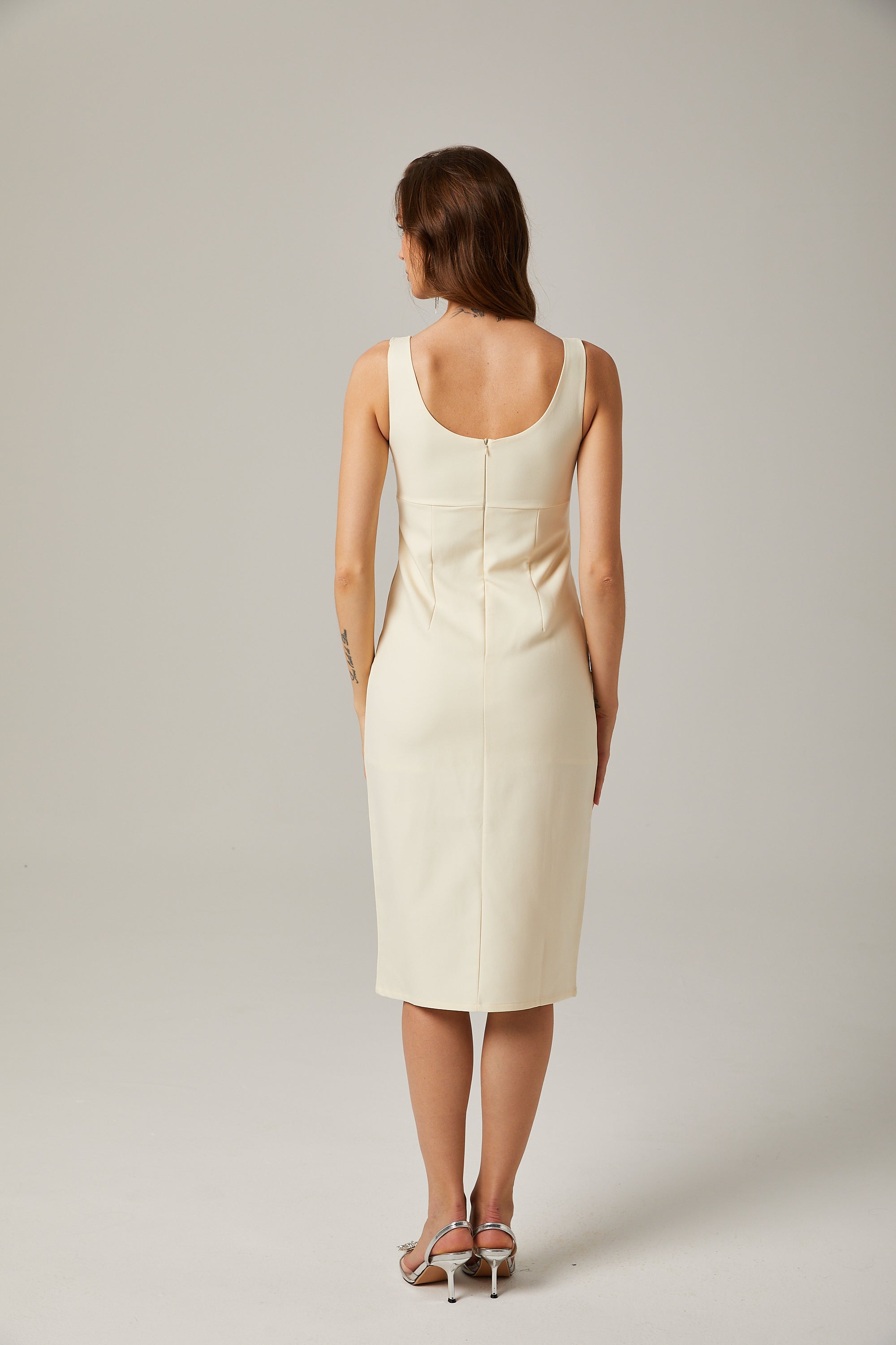 Kamelie midi elbise