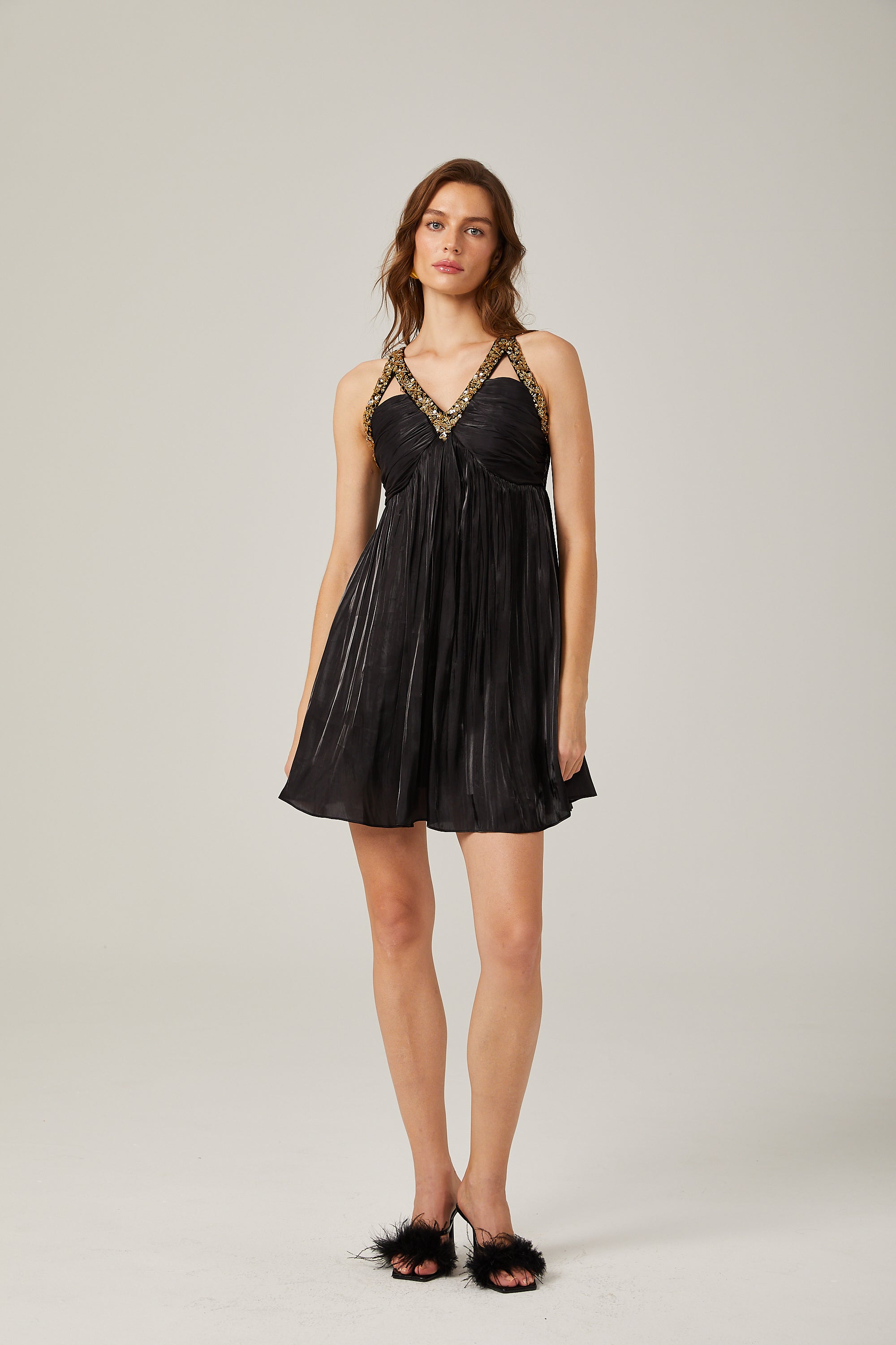 Therese saten mini elbise