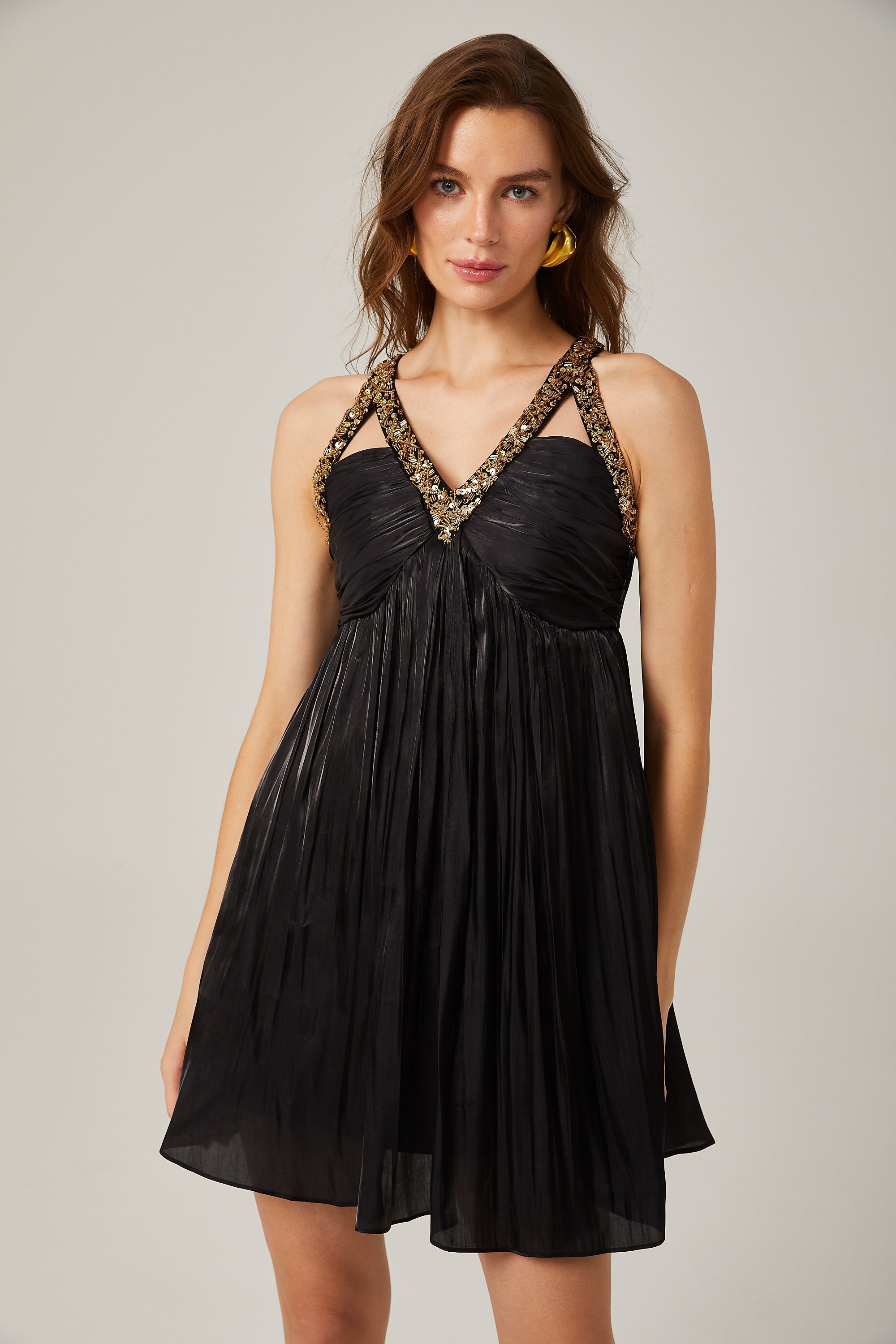 Therese saten mini elbise