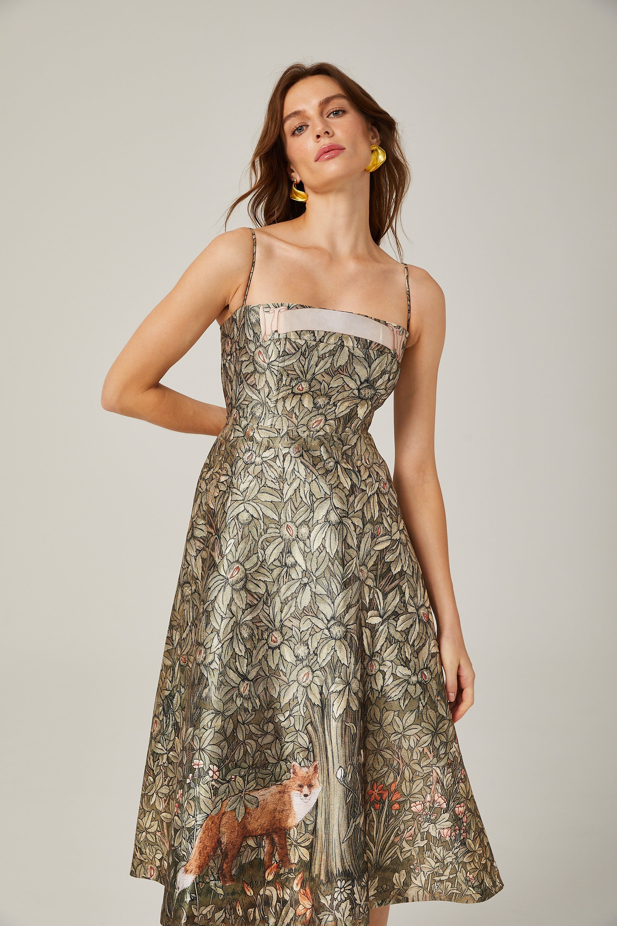 Claudia desen midi elbise