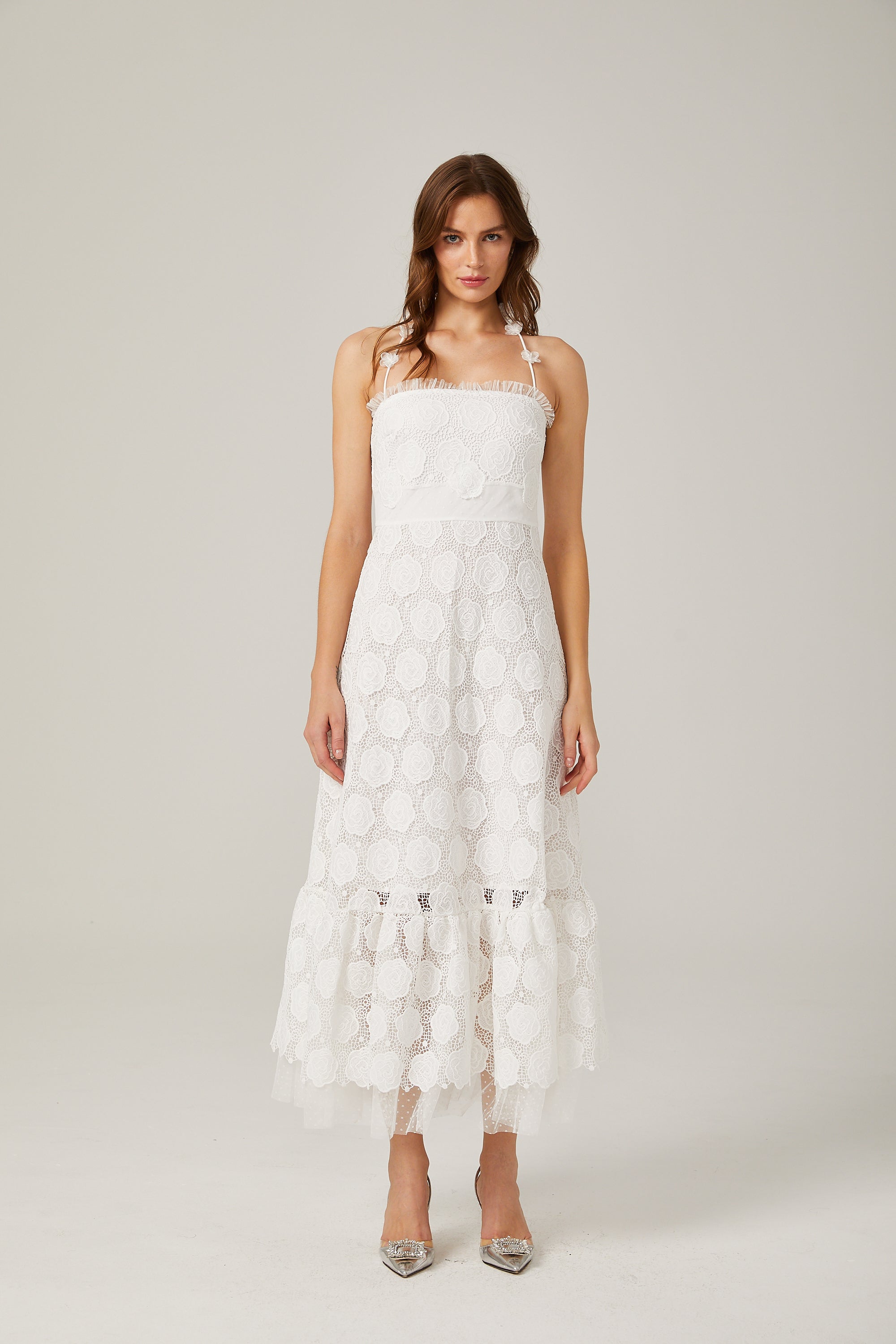 Rosalie dantel midi elbise