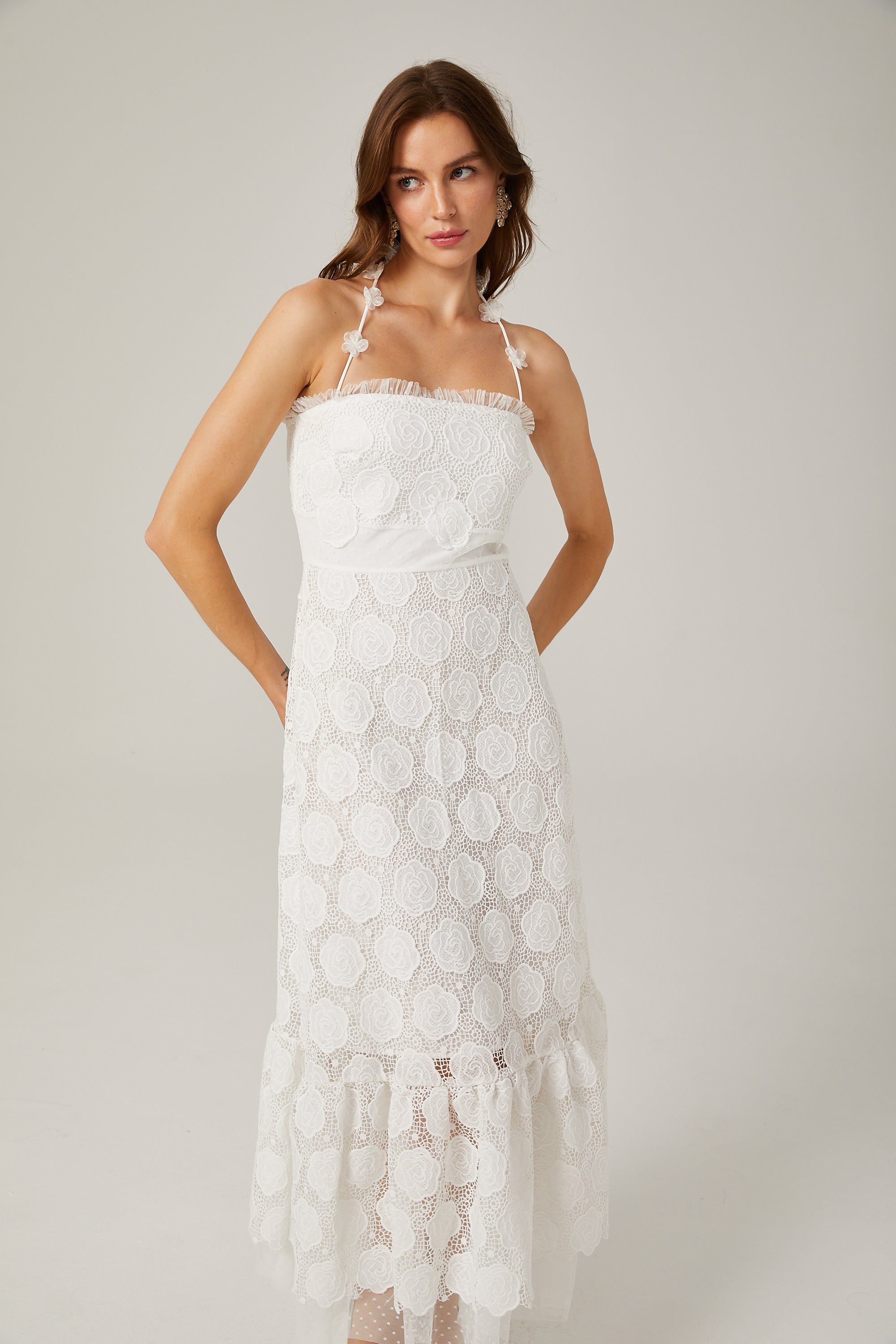 Rosalie dantel midi elbise
