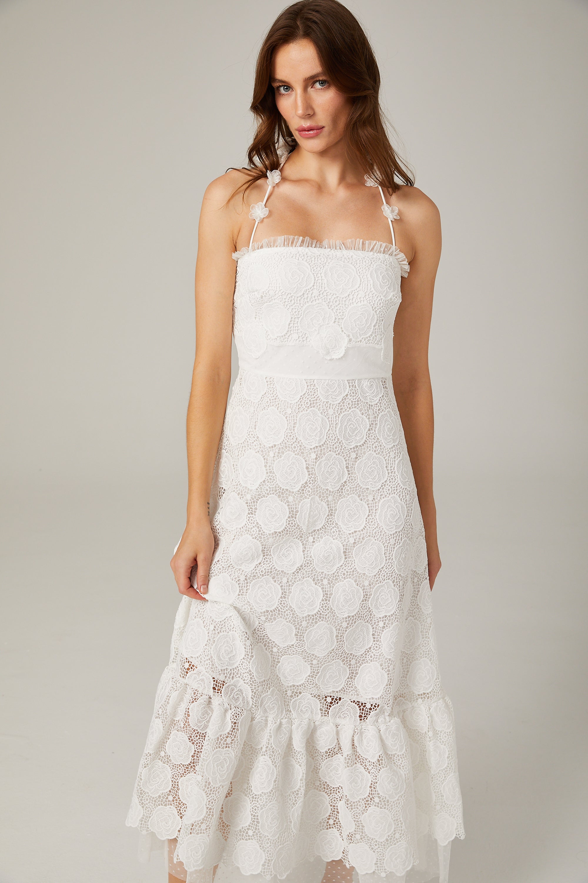Rosalie dantel midi elbise