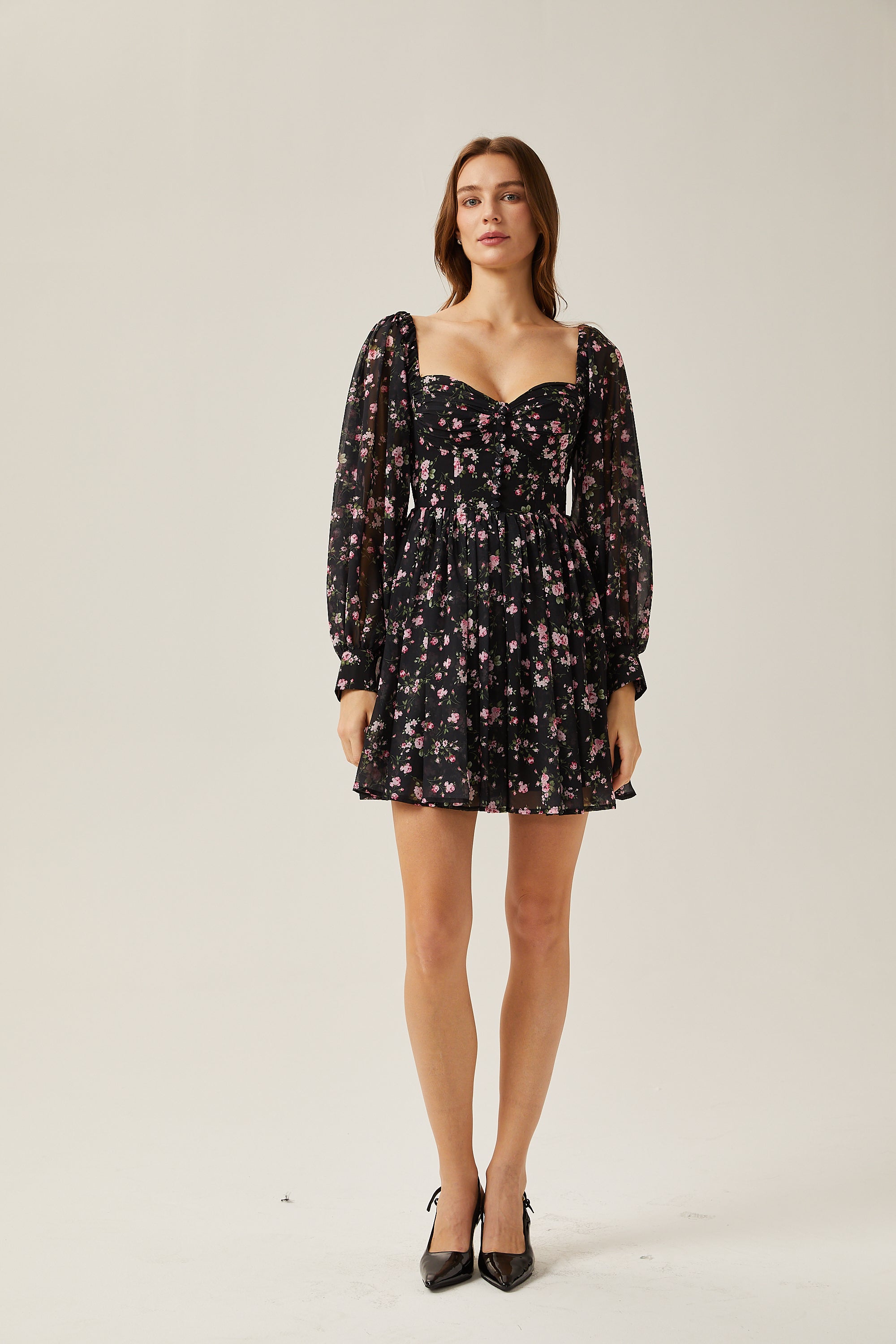 Françoise çiçek mini elbise