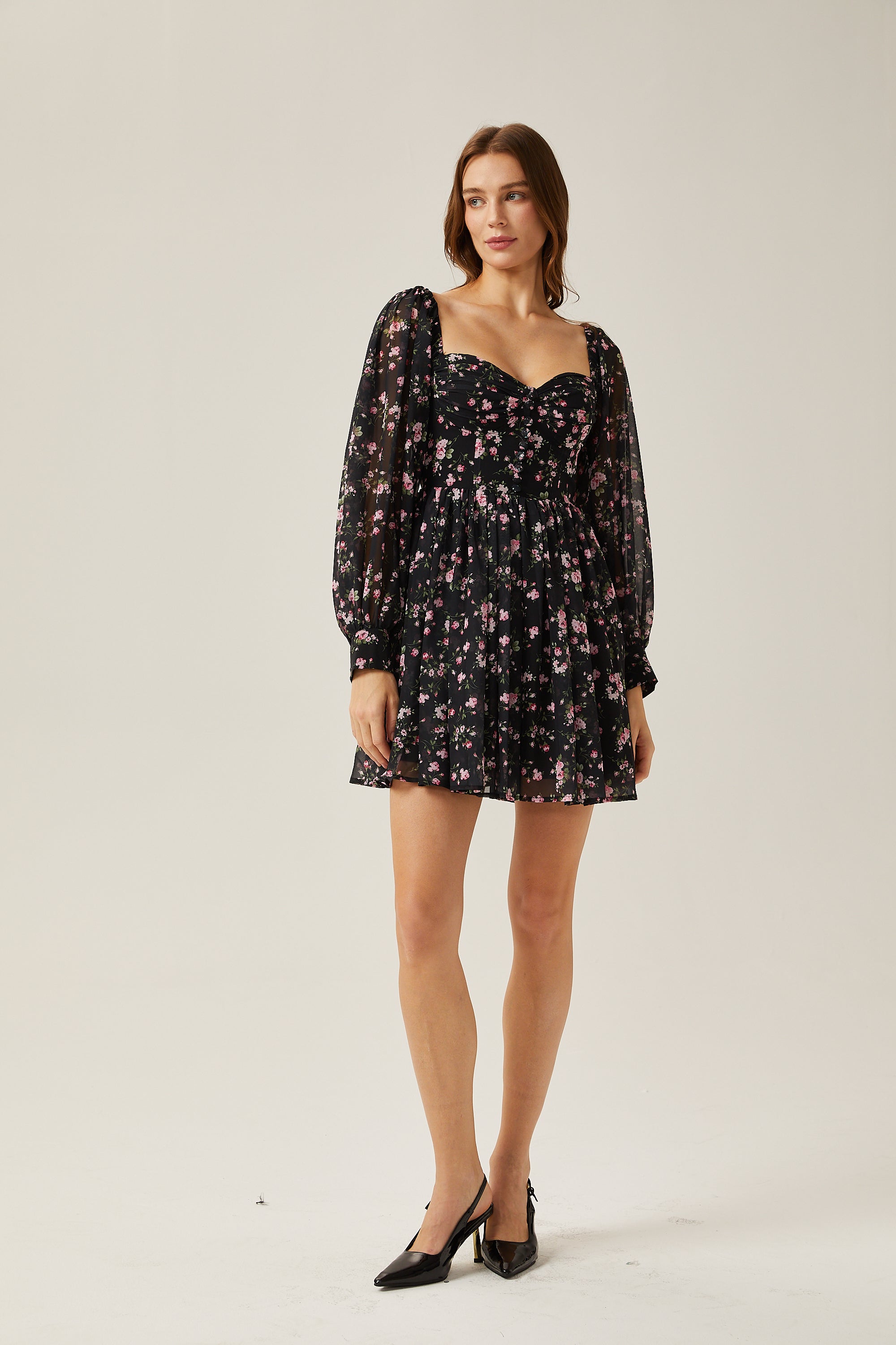 Françoise çiçek mini elbise